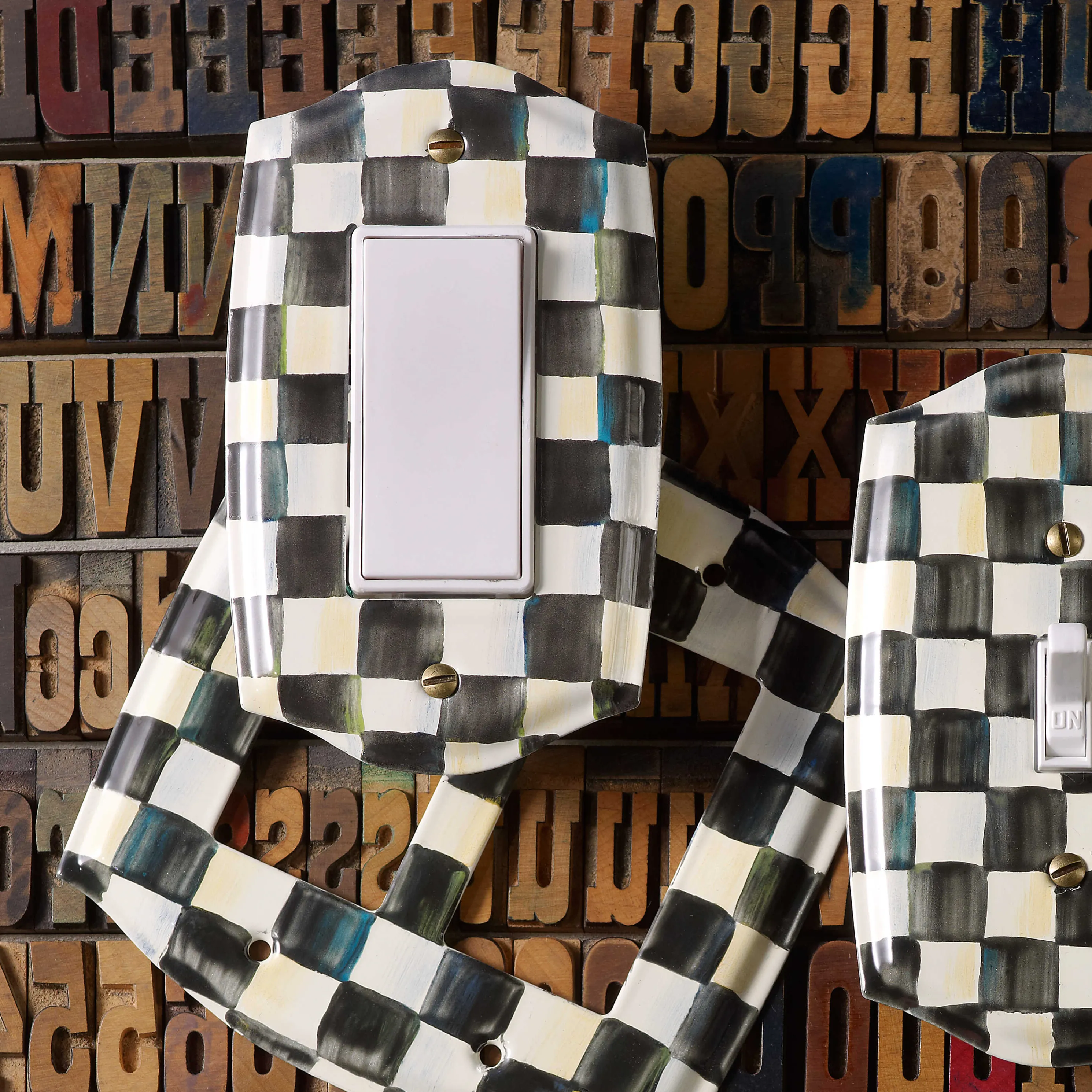 Courtly Check Enamel Switch Plate - Single Rocker