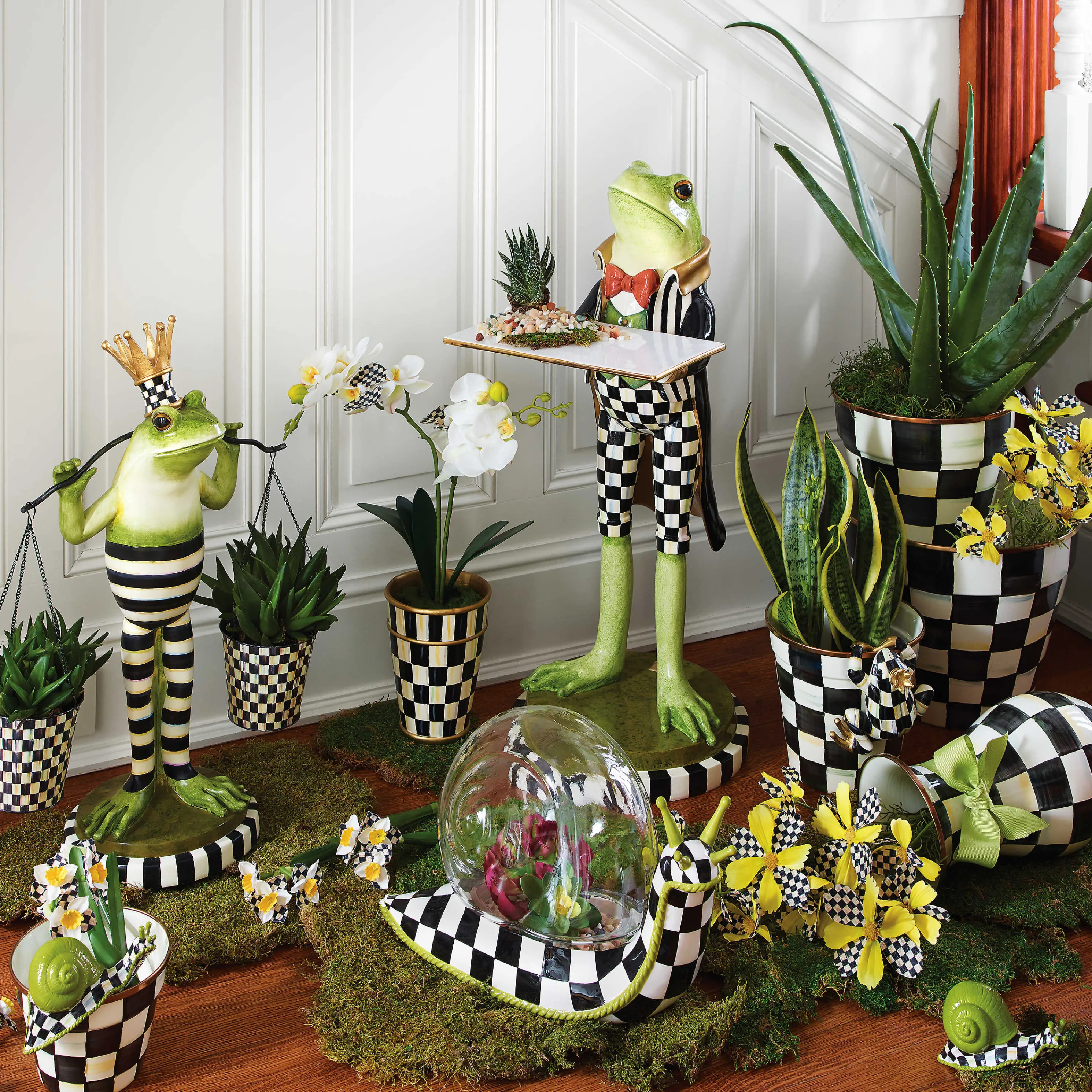 Courtly Check Enamel Garden Pot - Extra Large