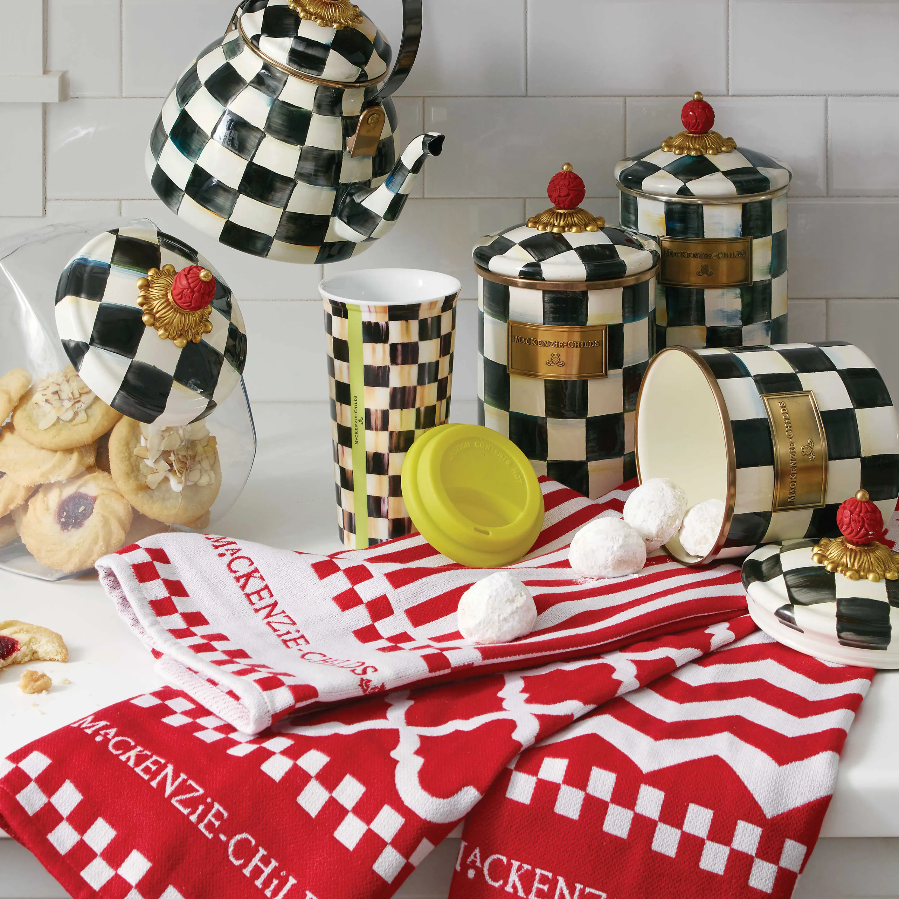 Courtly Check Enamel Canister - Large