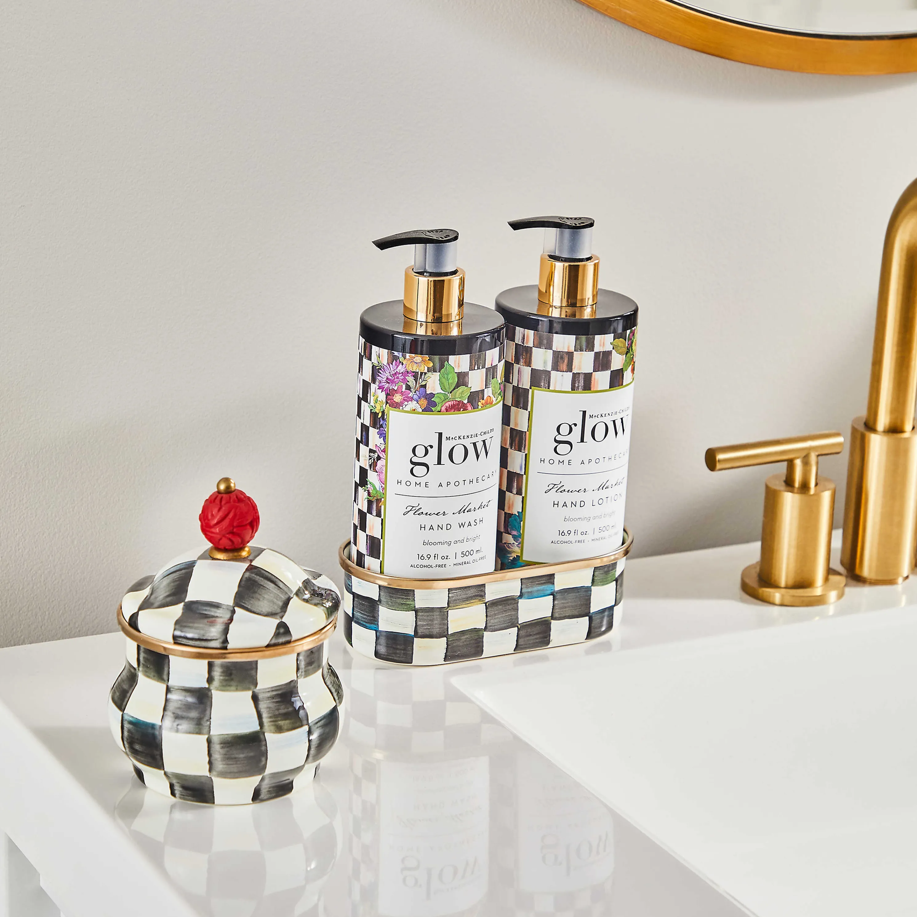 Courtly Check Enamel Lidded Sugar Bowl