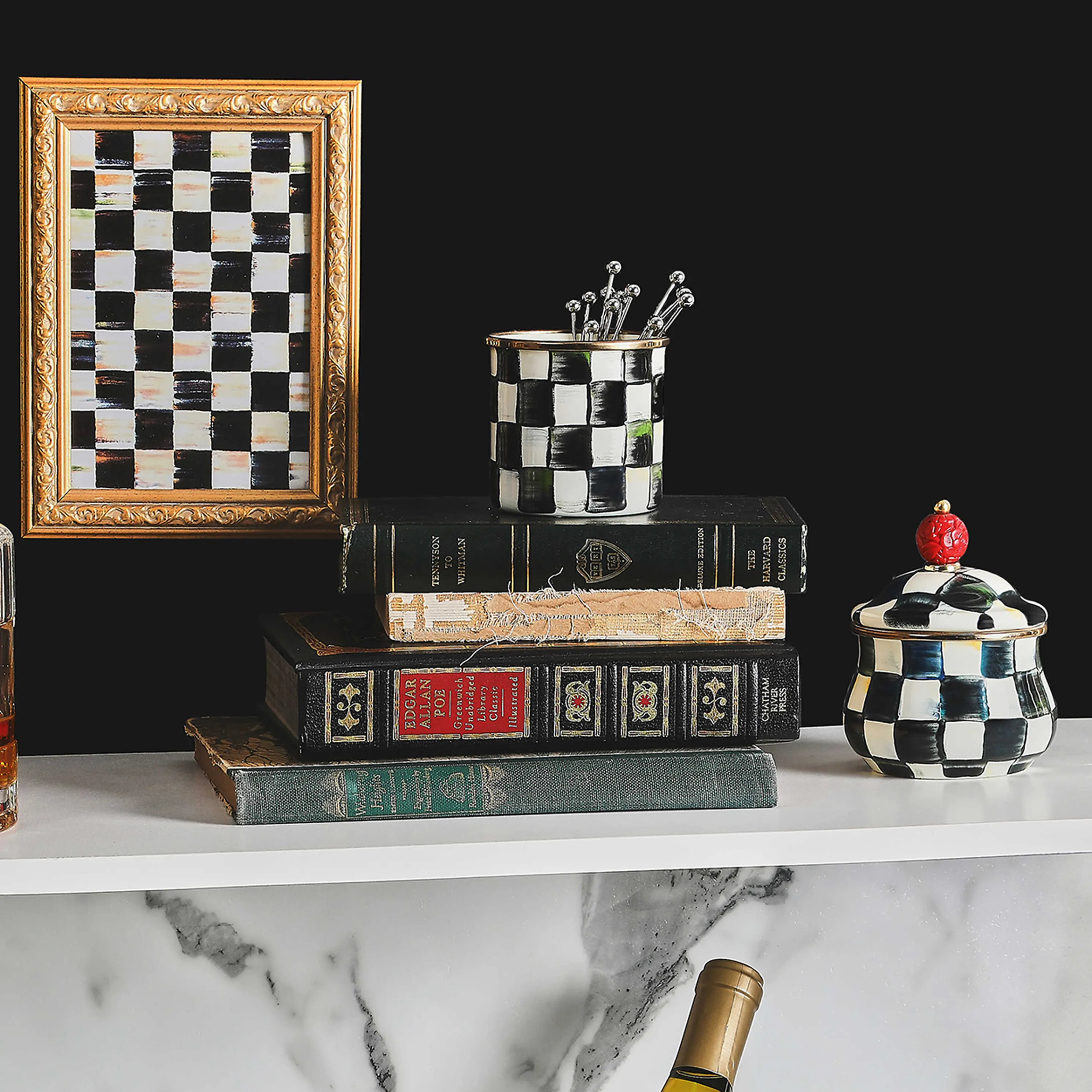 Courtly Check Enamel Lidded Sugar Bowl