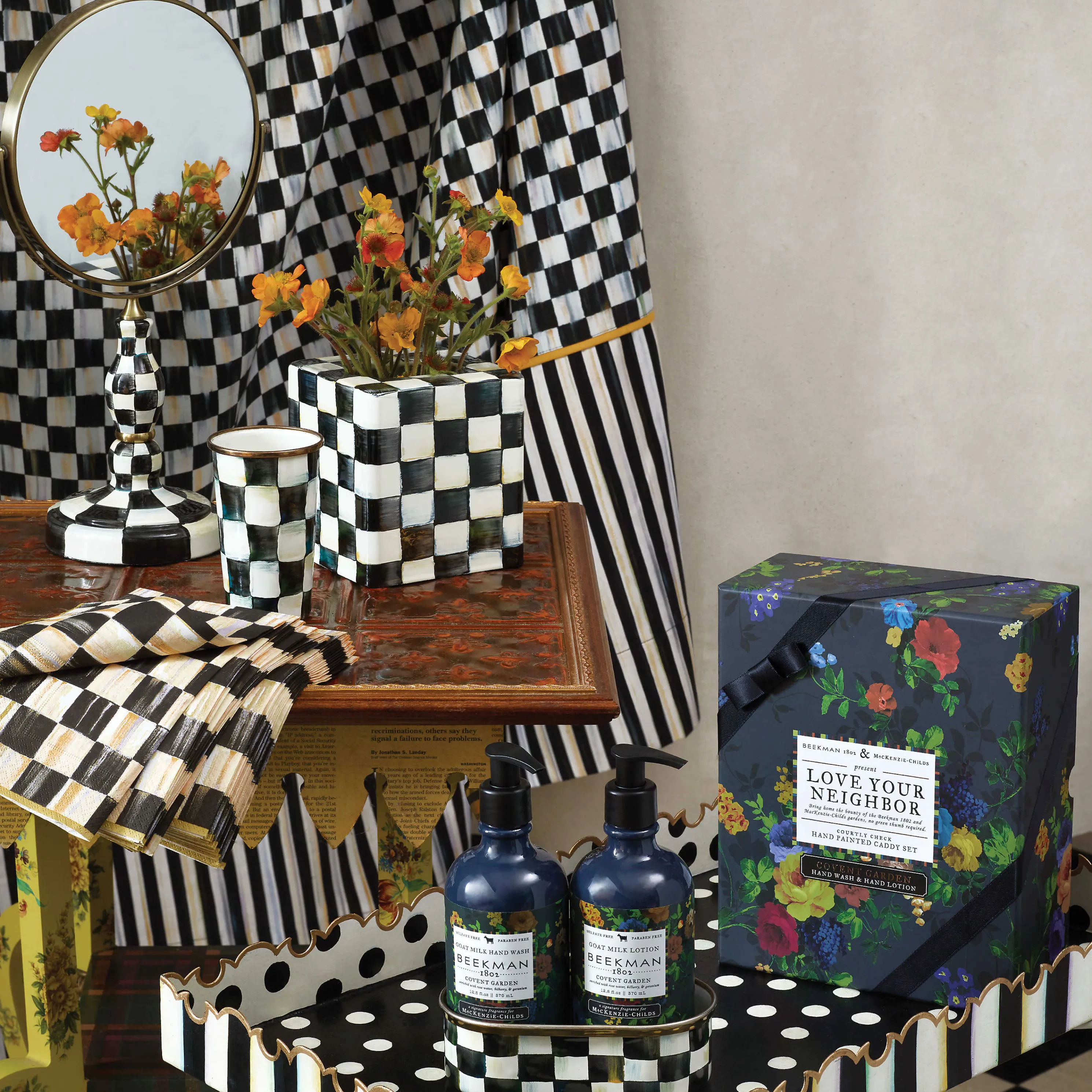 Courtly Check Enamel Vanity Mirror