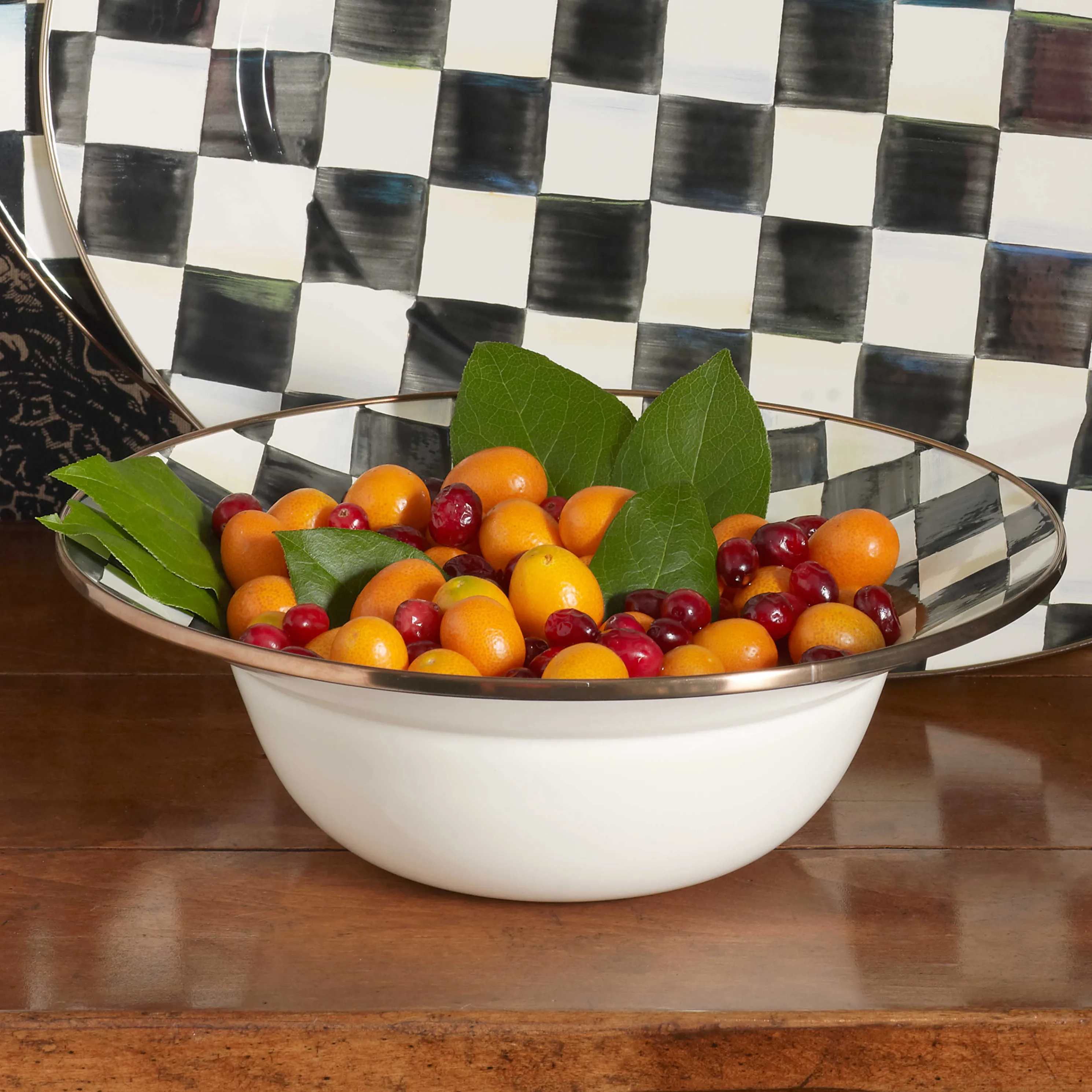 Courtly Check Enamel Serving Bowl