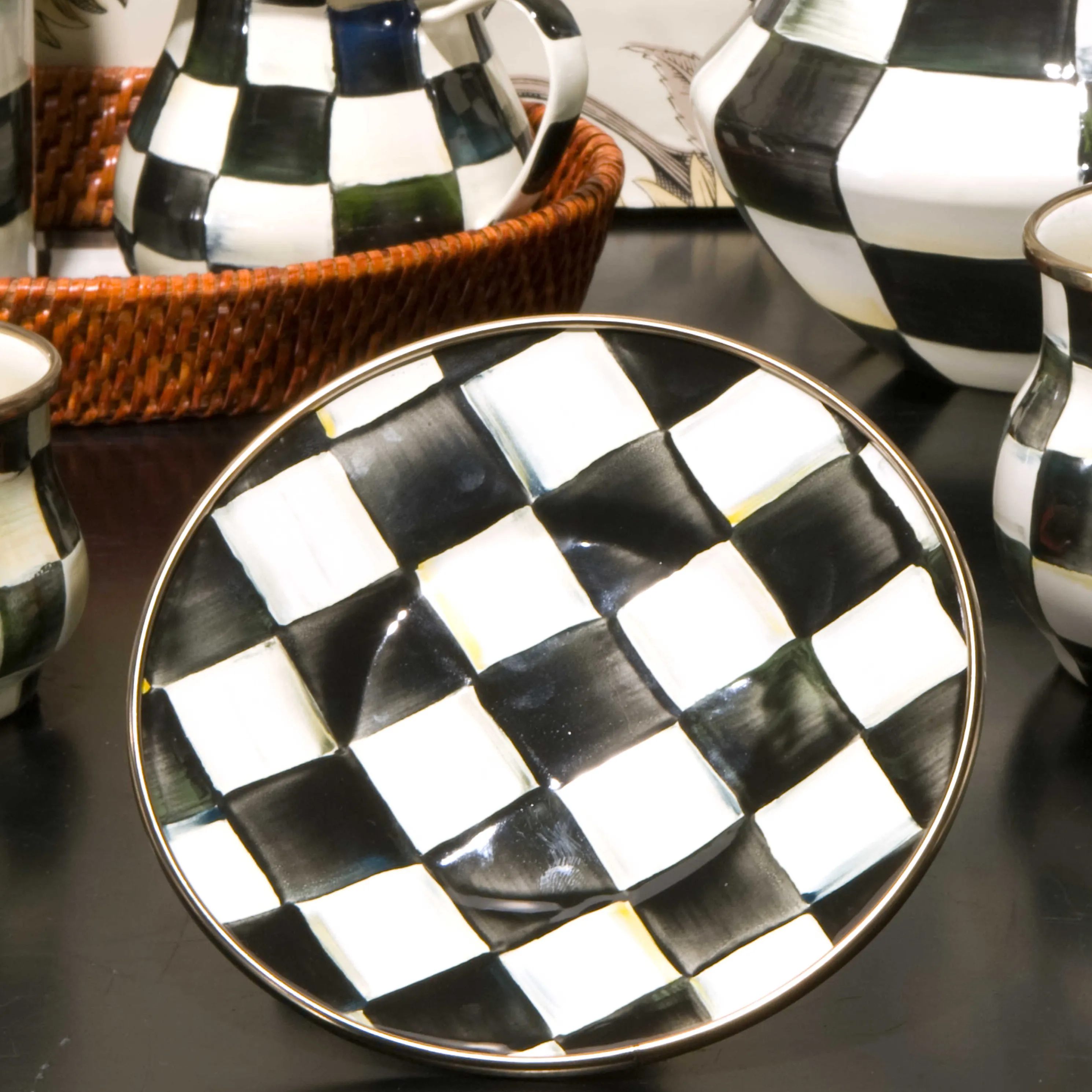 Courtly Check Enamel Saucer