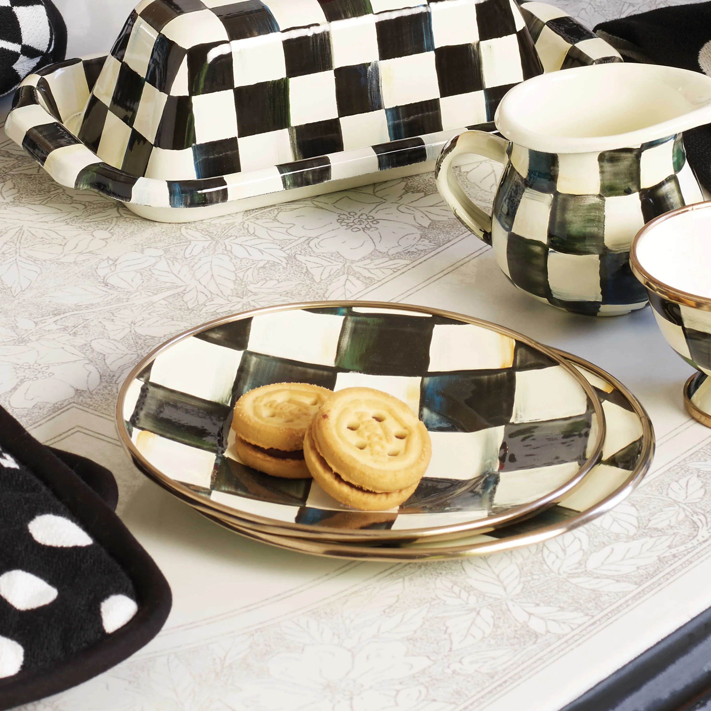 Courtly Check Enamel Saucer