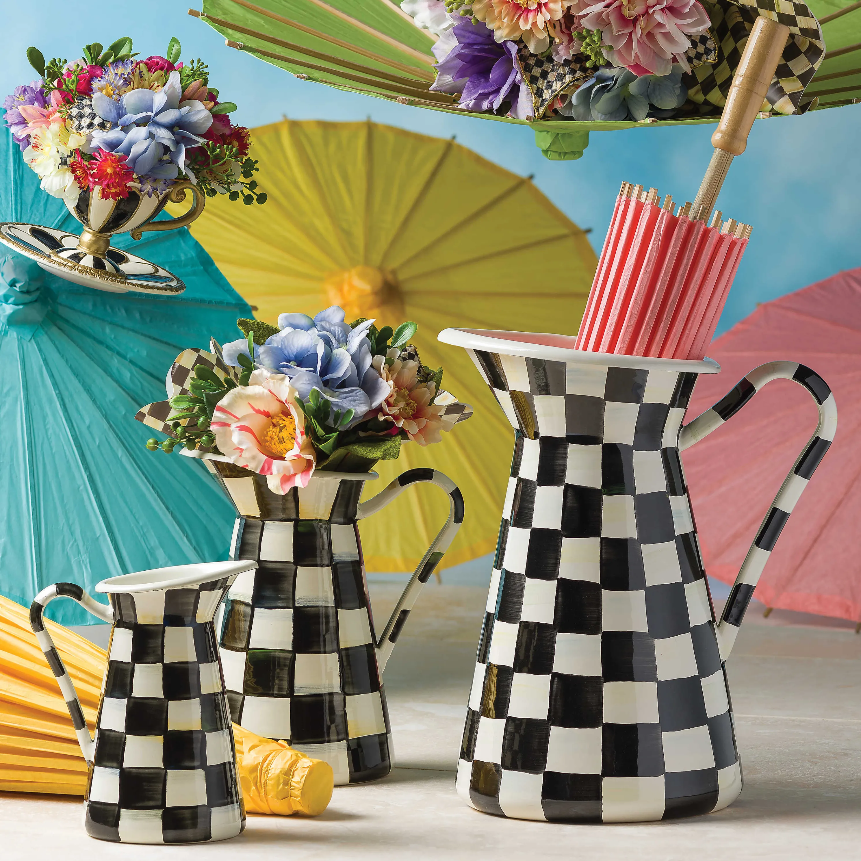 Courtly Check Enamel Practical Pitcher - Small