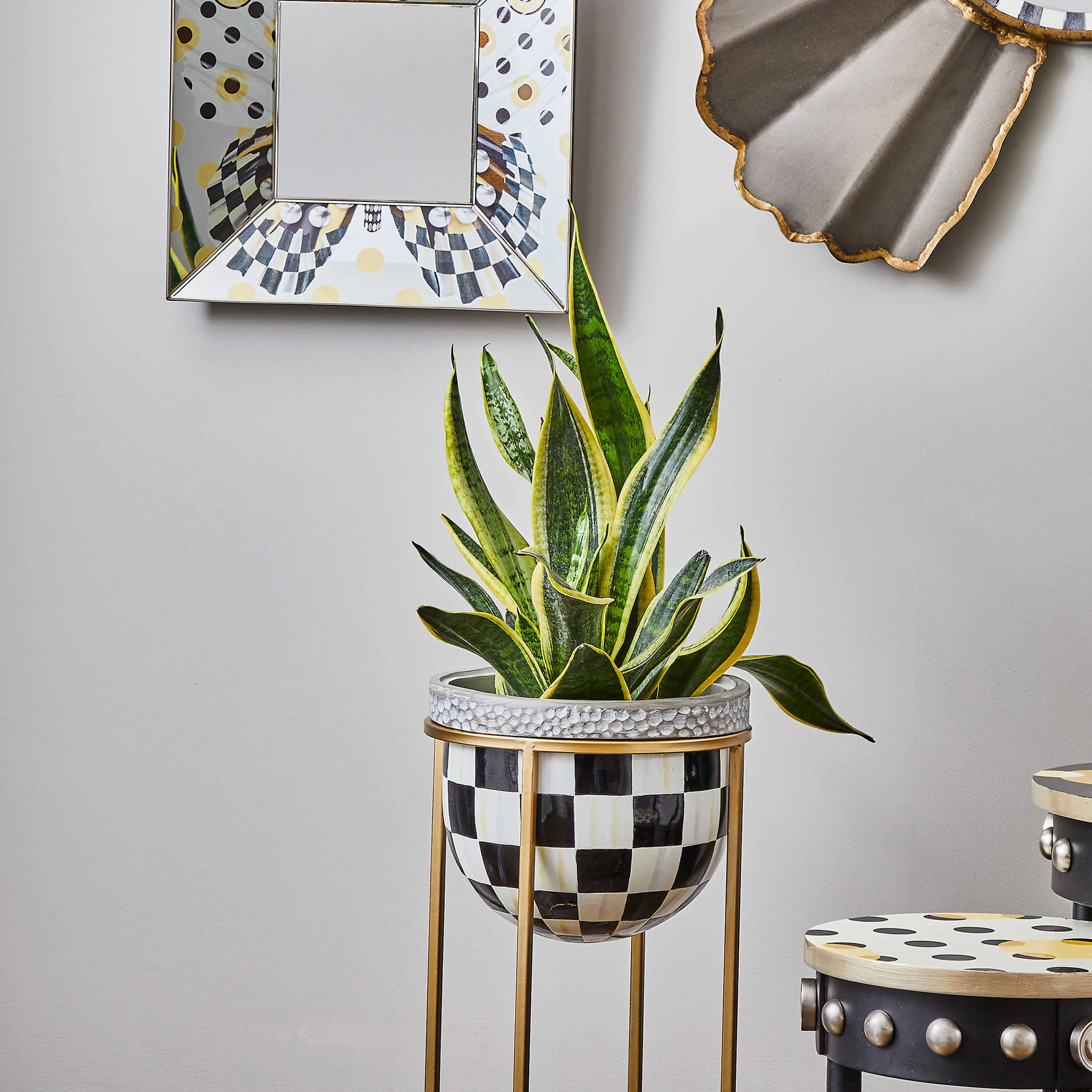 Courtly Check Plant Stand - Tall