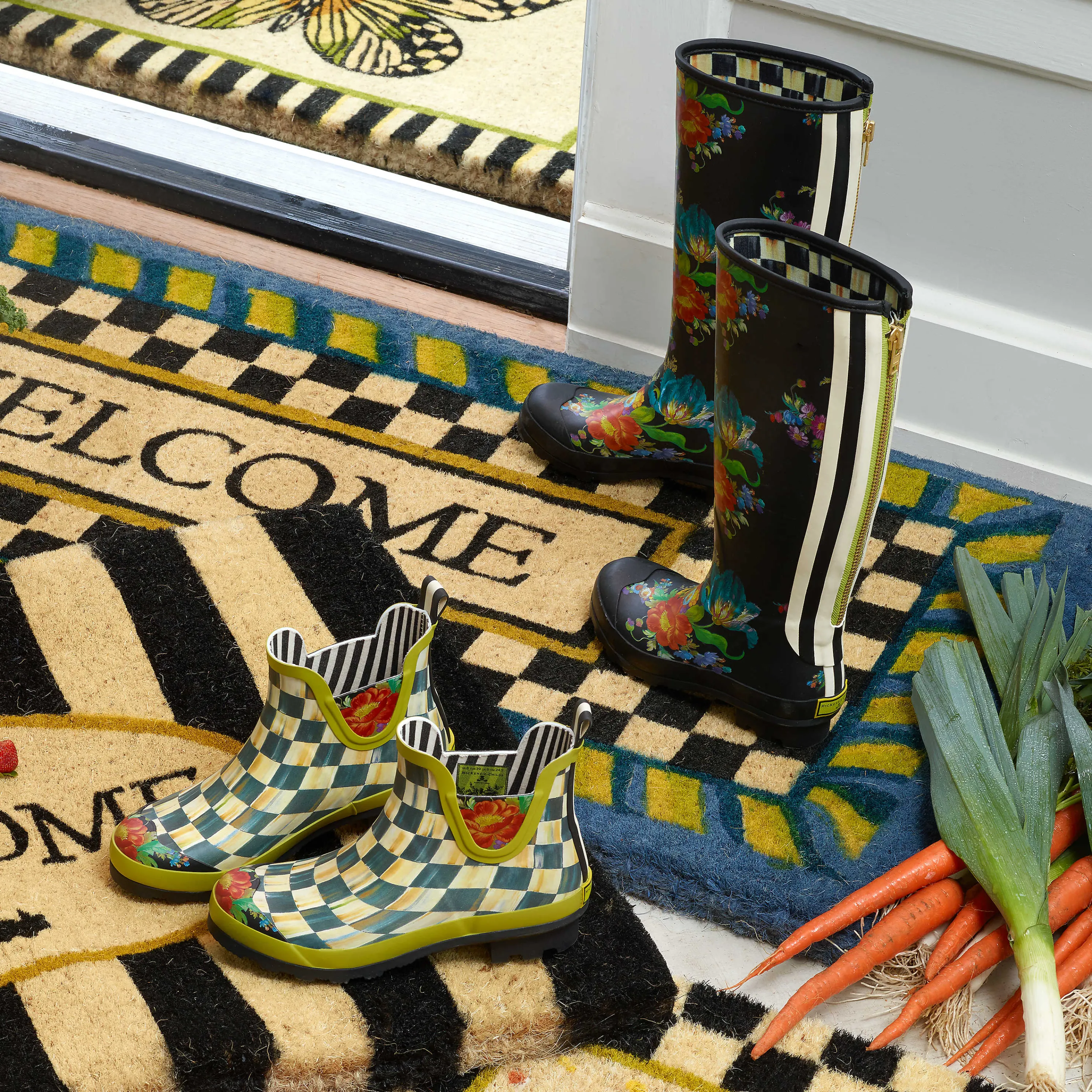 Courtly Check Rain Boots - Short - Size 5