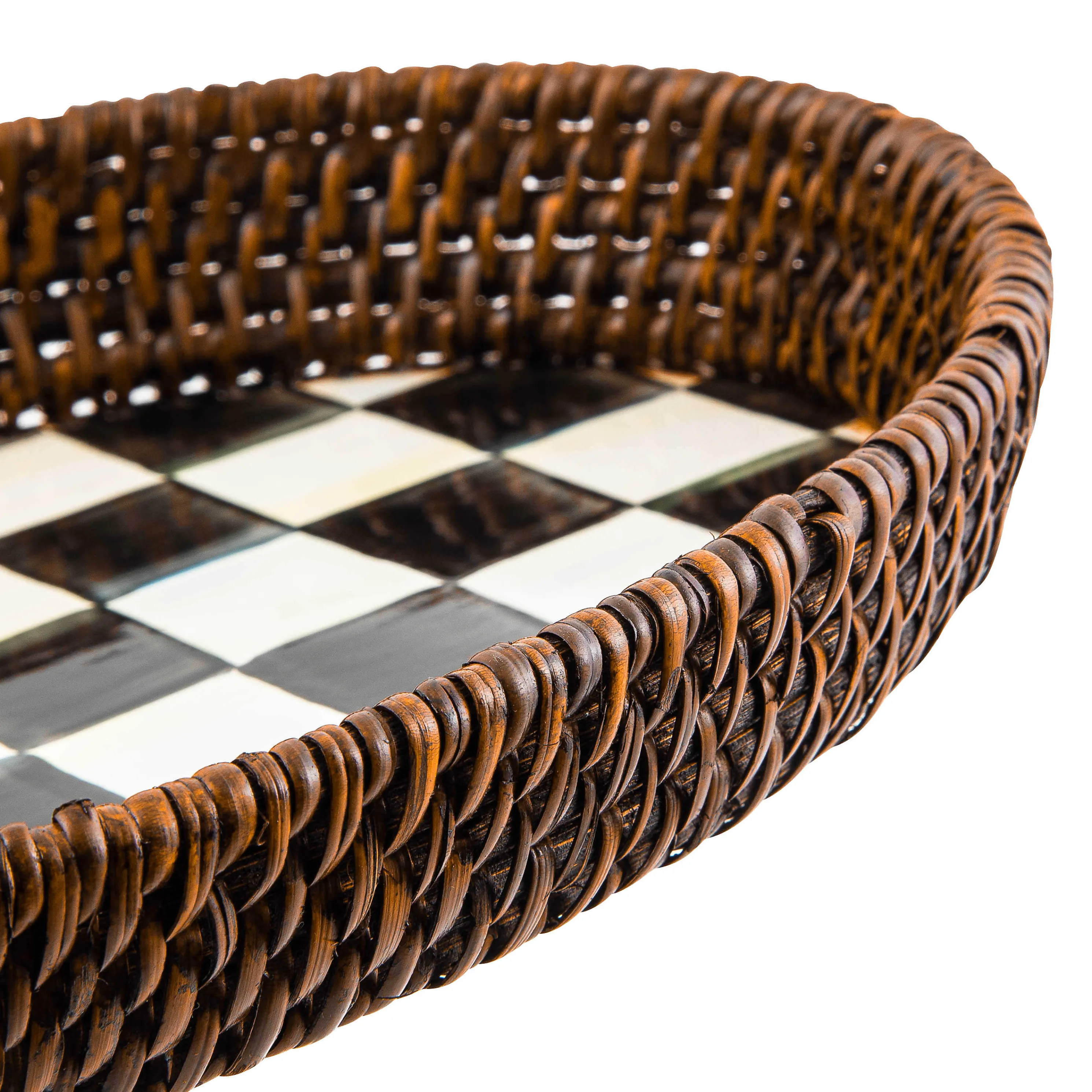 Courtly Check Rattan & Enamel Tray - Small
