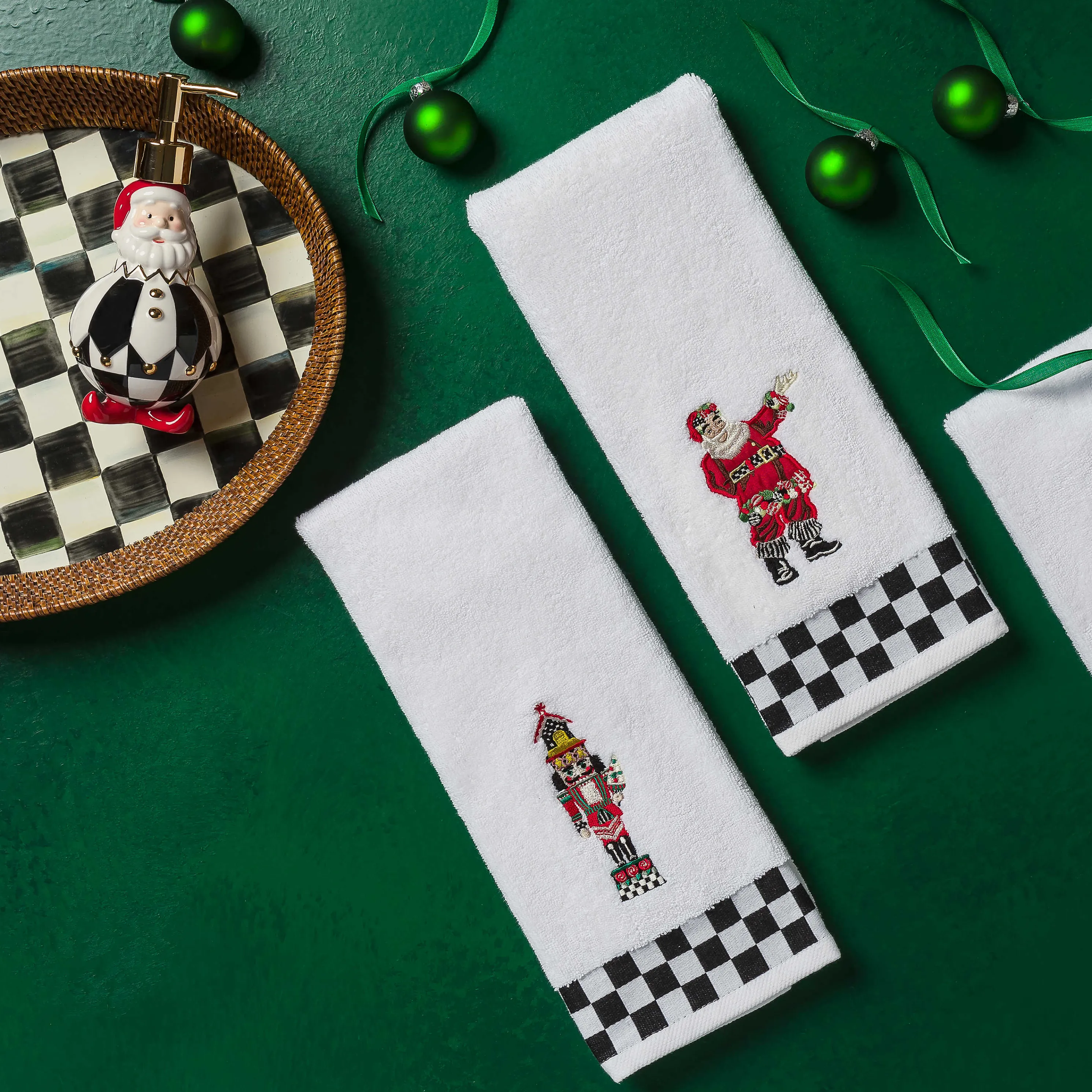 Courtly Check Rattan & Enamel Tray - Large