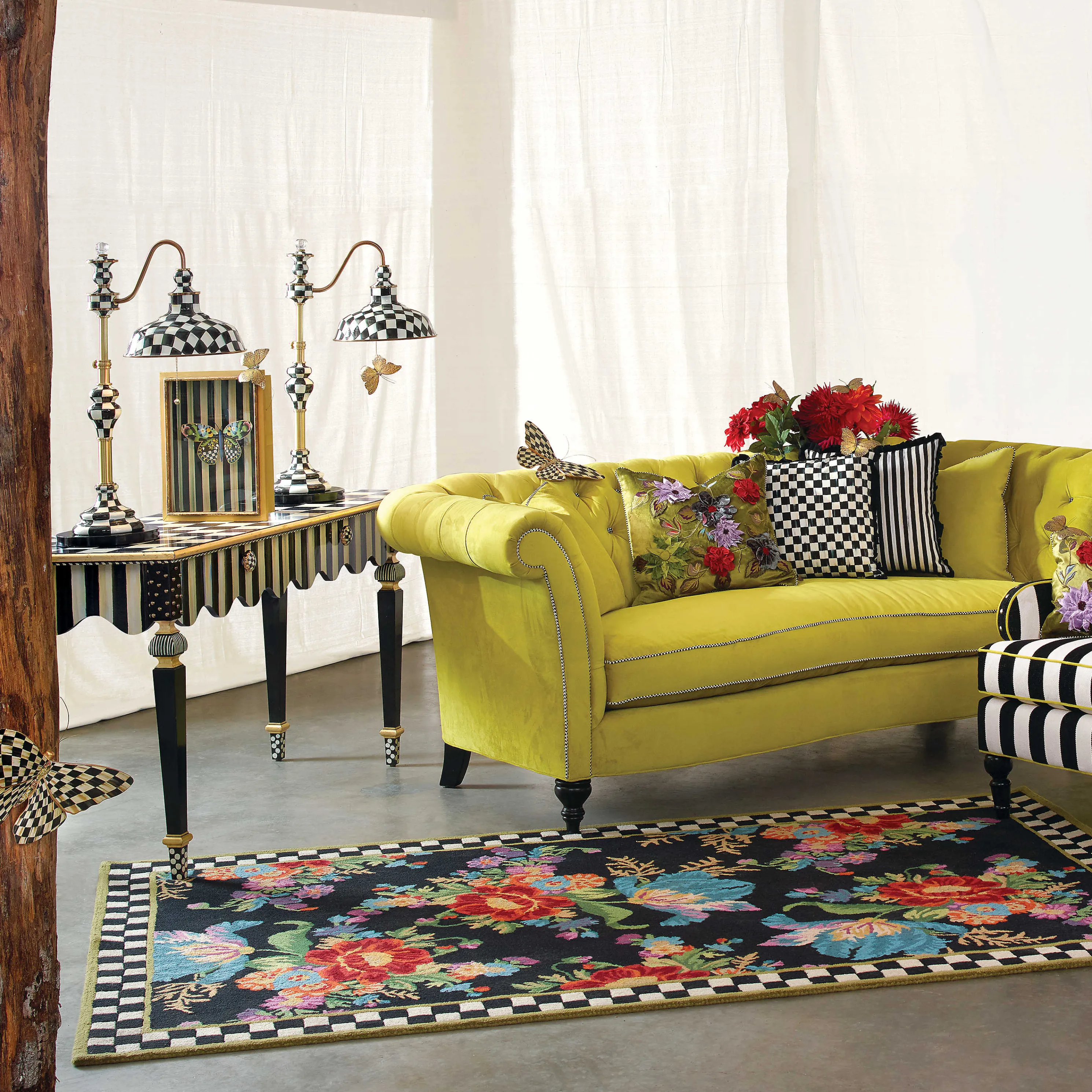 Courtly Check Ruffled Square Pillow