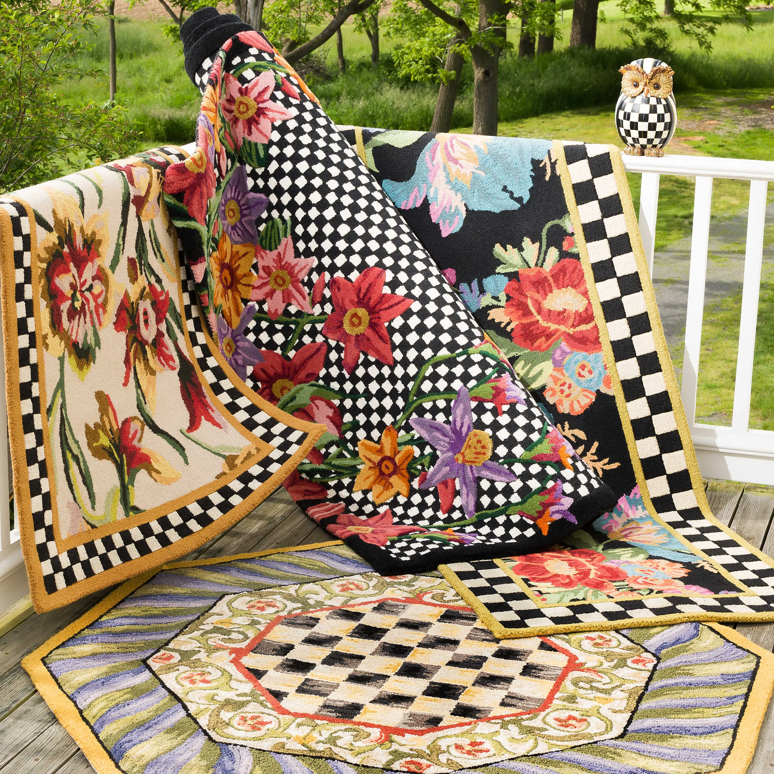 Courtly Check Rug - 5' Octagon - Purple & Green