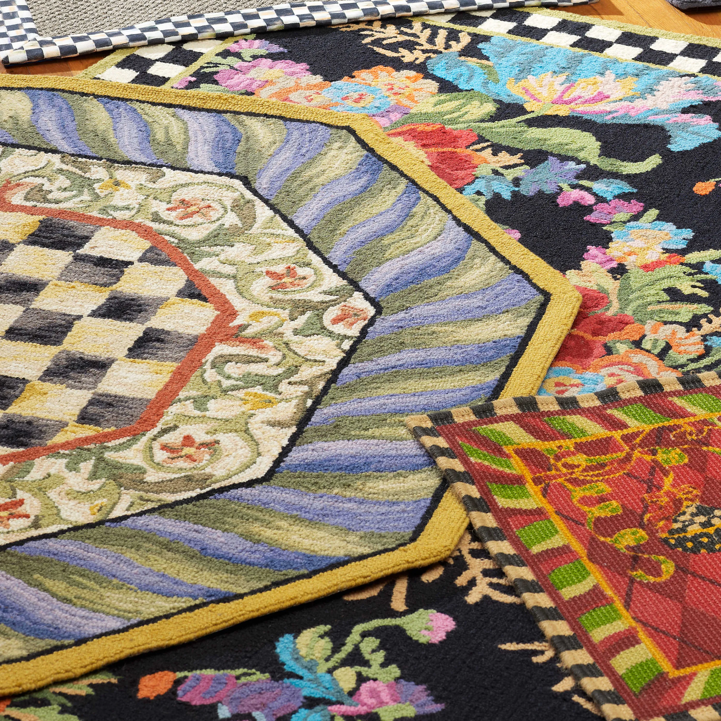 Courtly Check Rug - 5' Octagon - Purple & Green