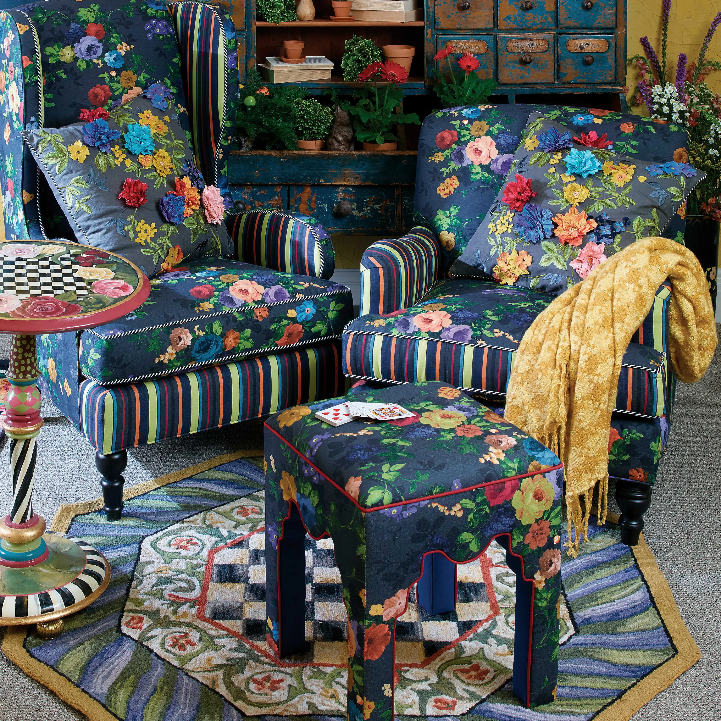 Courtly Check Rug - 5' Octagon - Purple & Green