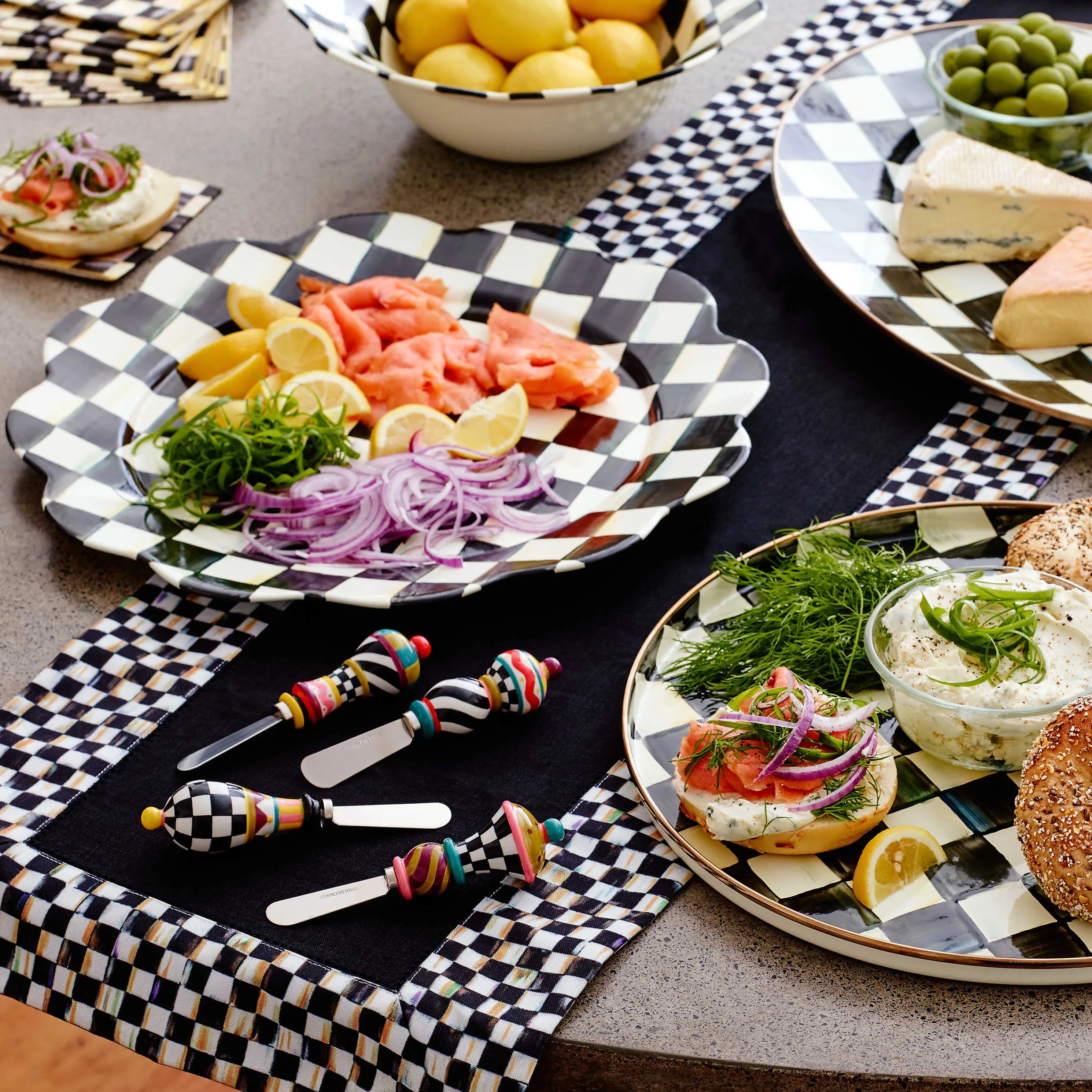 Courtly Check Table Runner - Black