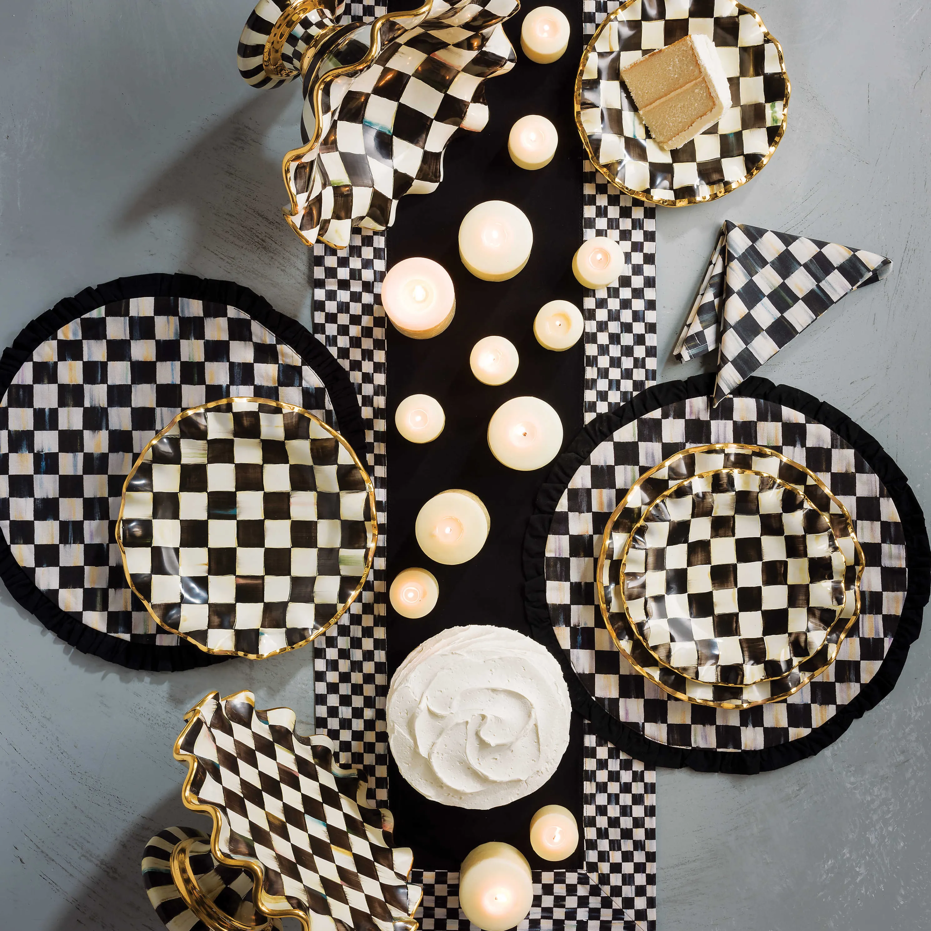 Courtly Check Table Runner - Black