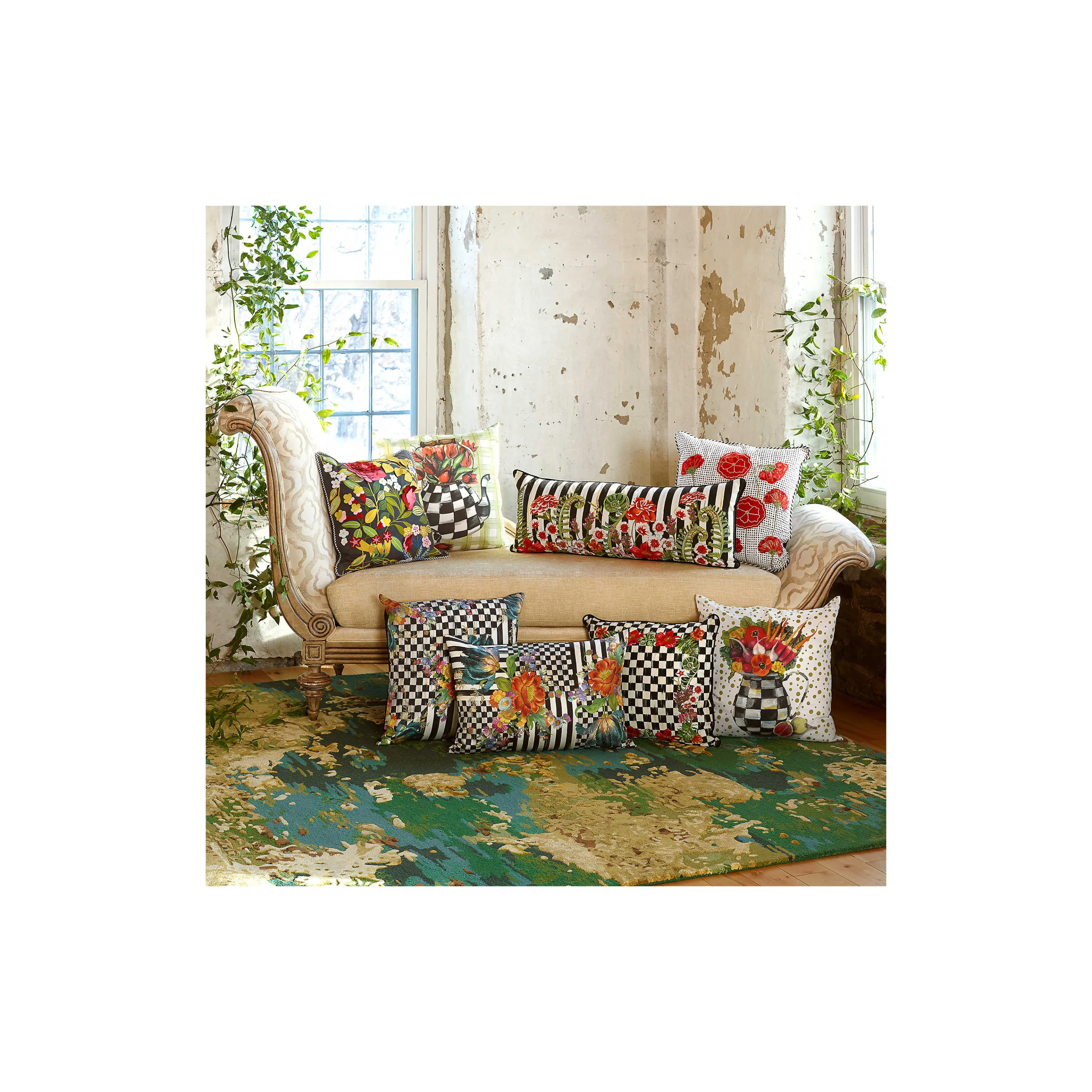 Courtly Flower Market Lumbar Pillow