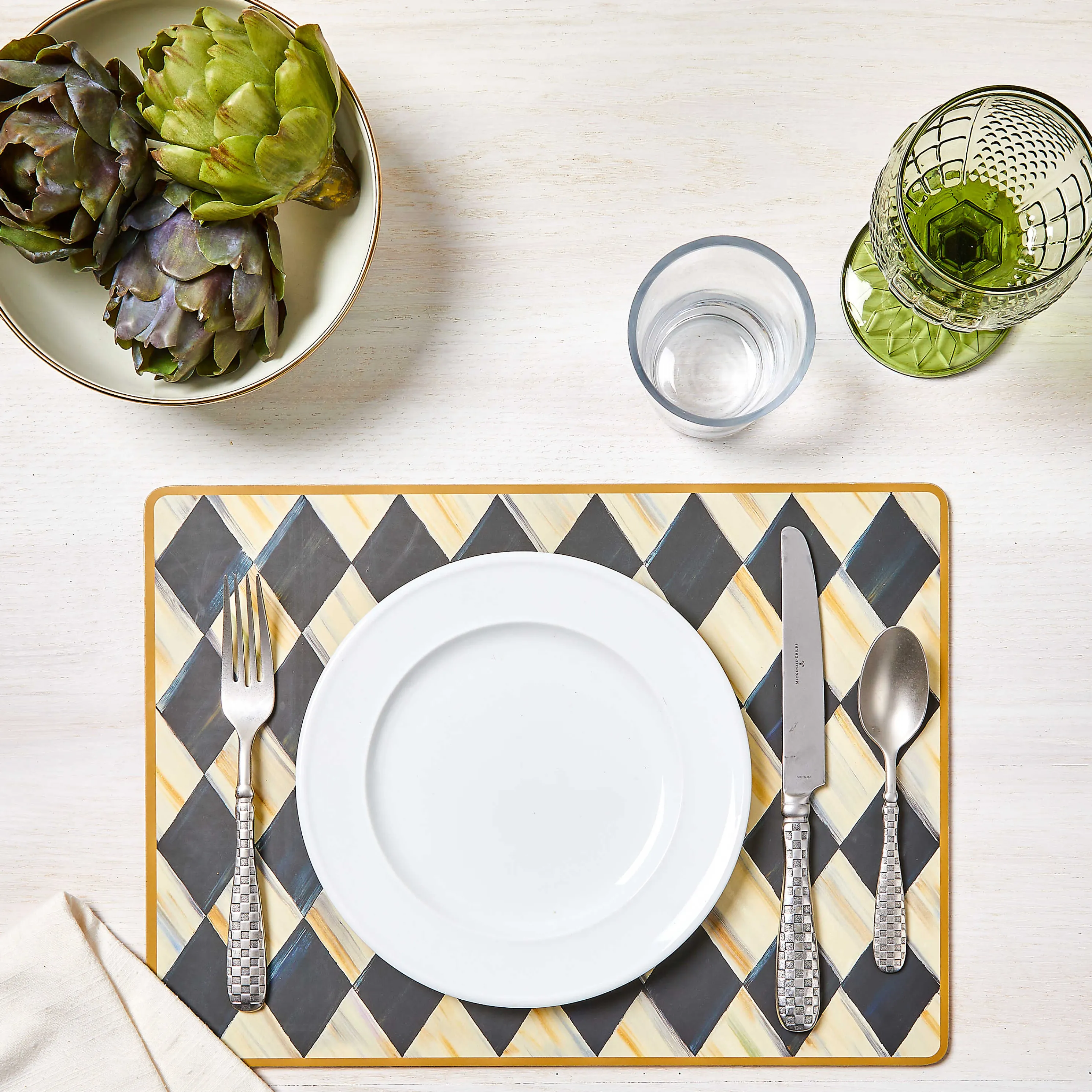 Courtly Harlequin Cork Back Placemats - Set Of 4