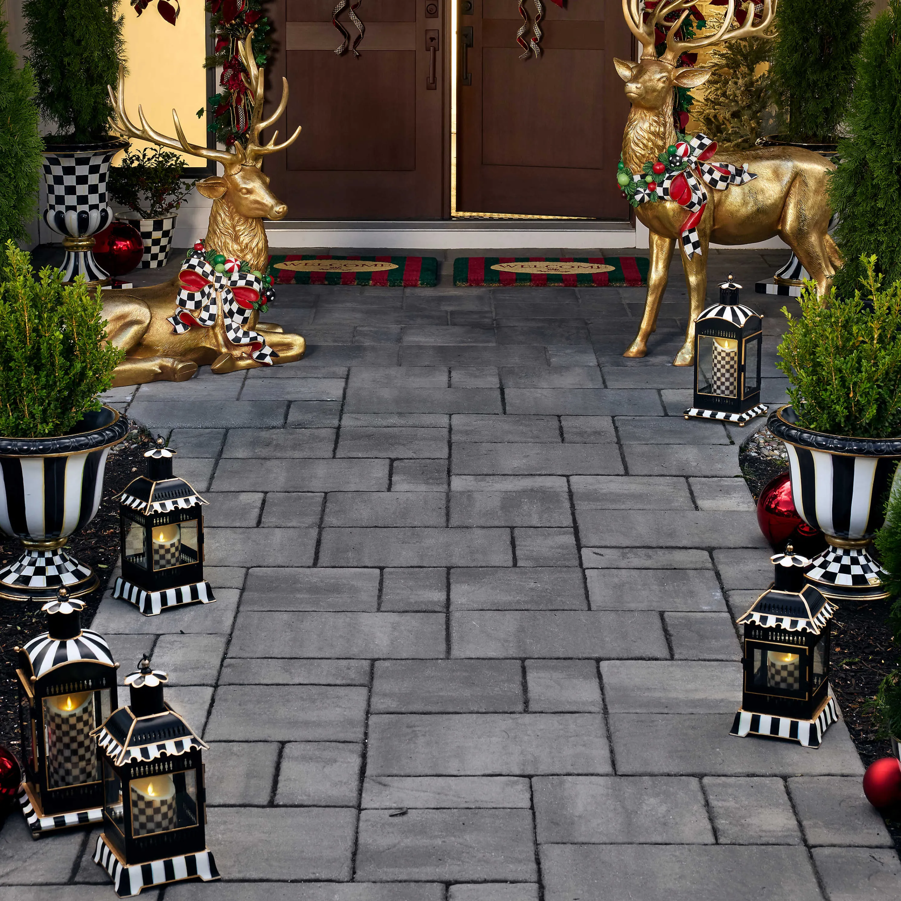 Courtly Stripe Candle Lantern - Small