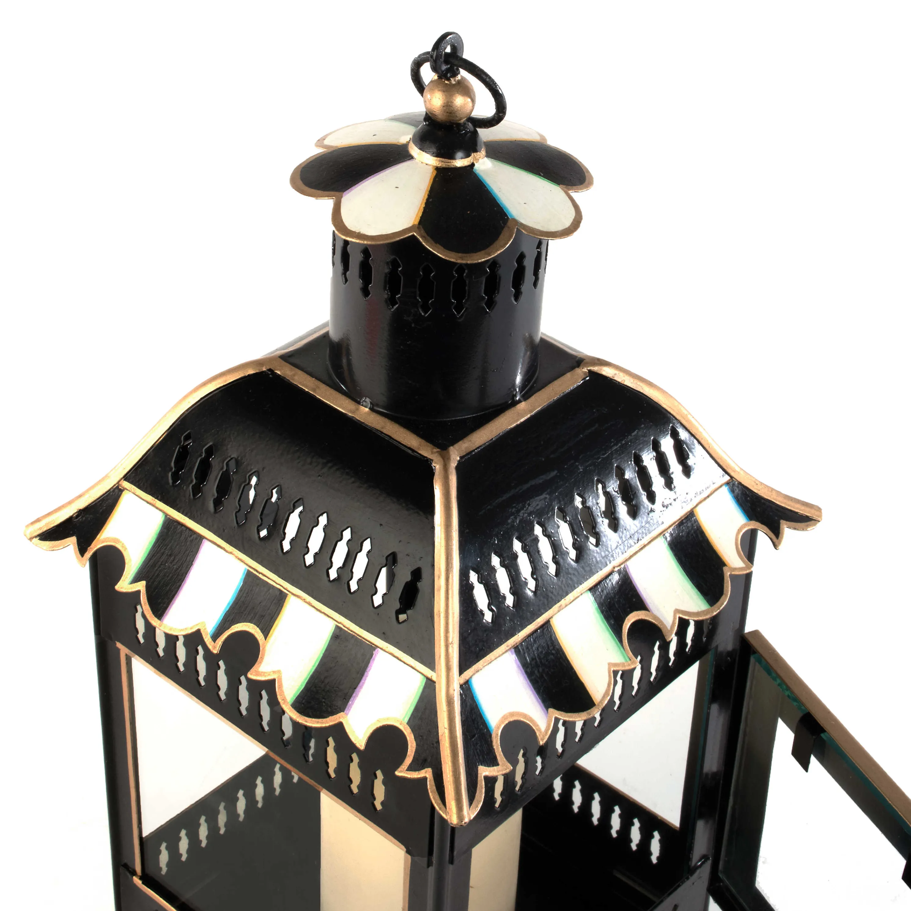 Courtly Stripe Candle Lantern - Small
