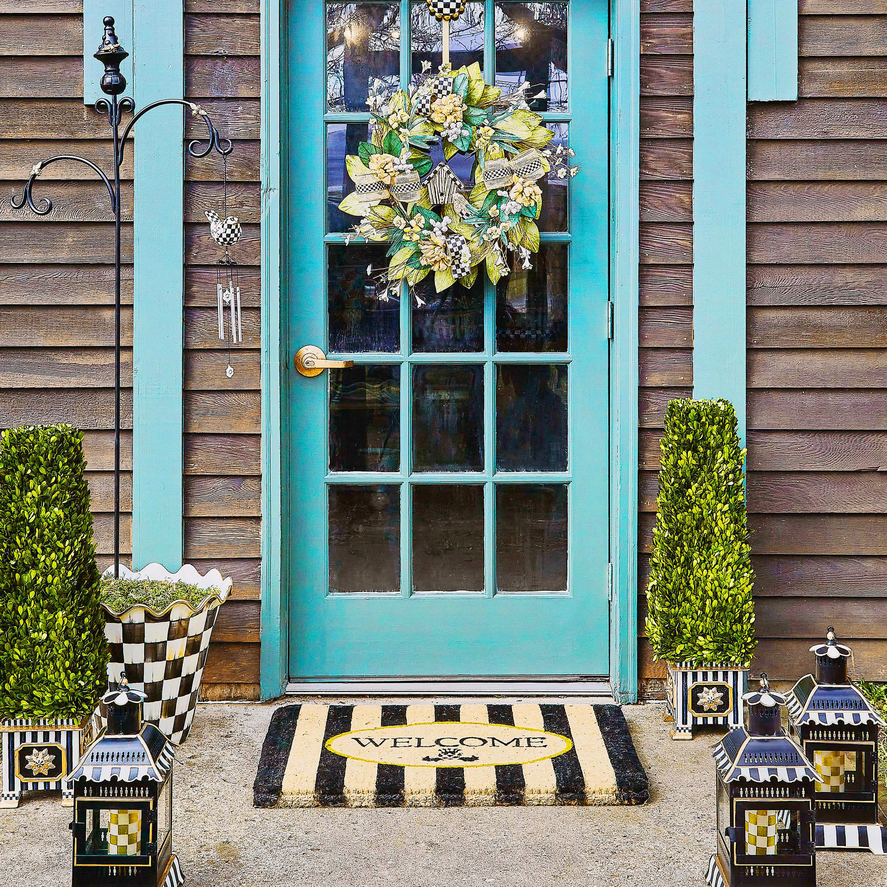 Courtly Stripe Candle Lantern - Small