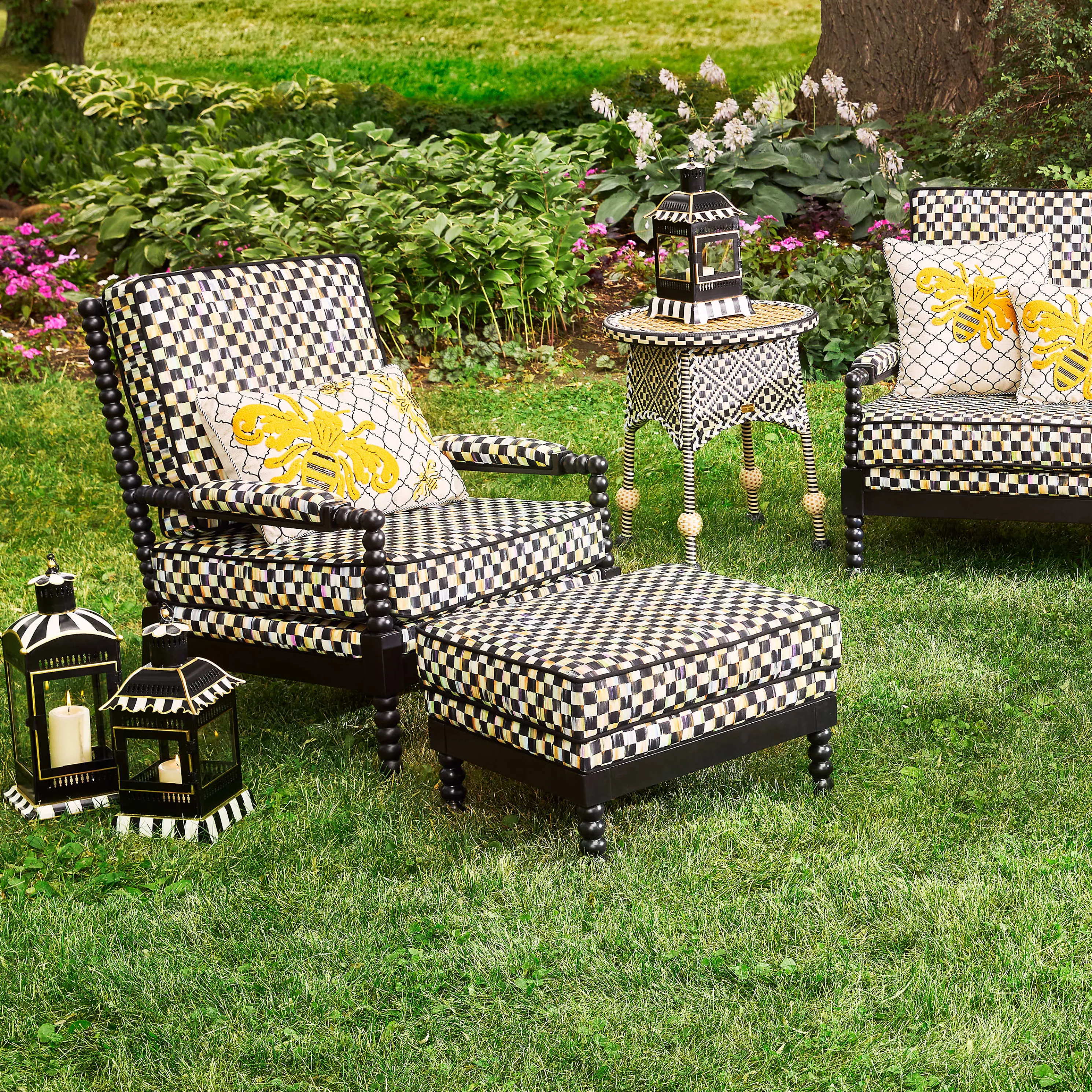 Courtly Stripe Candle Lantern - Large