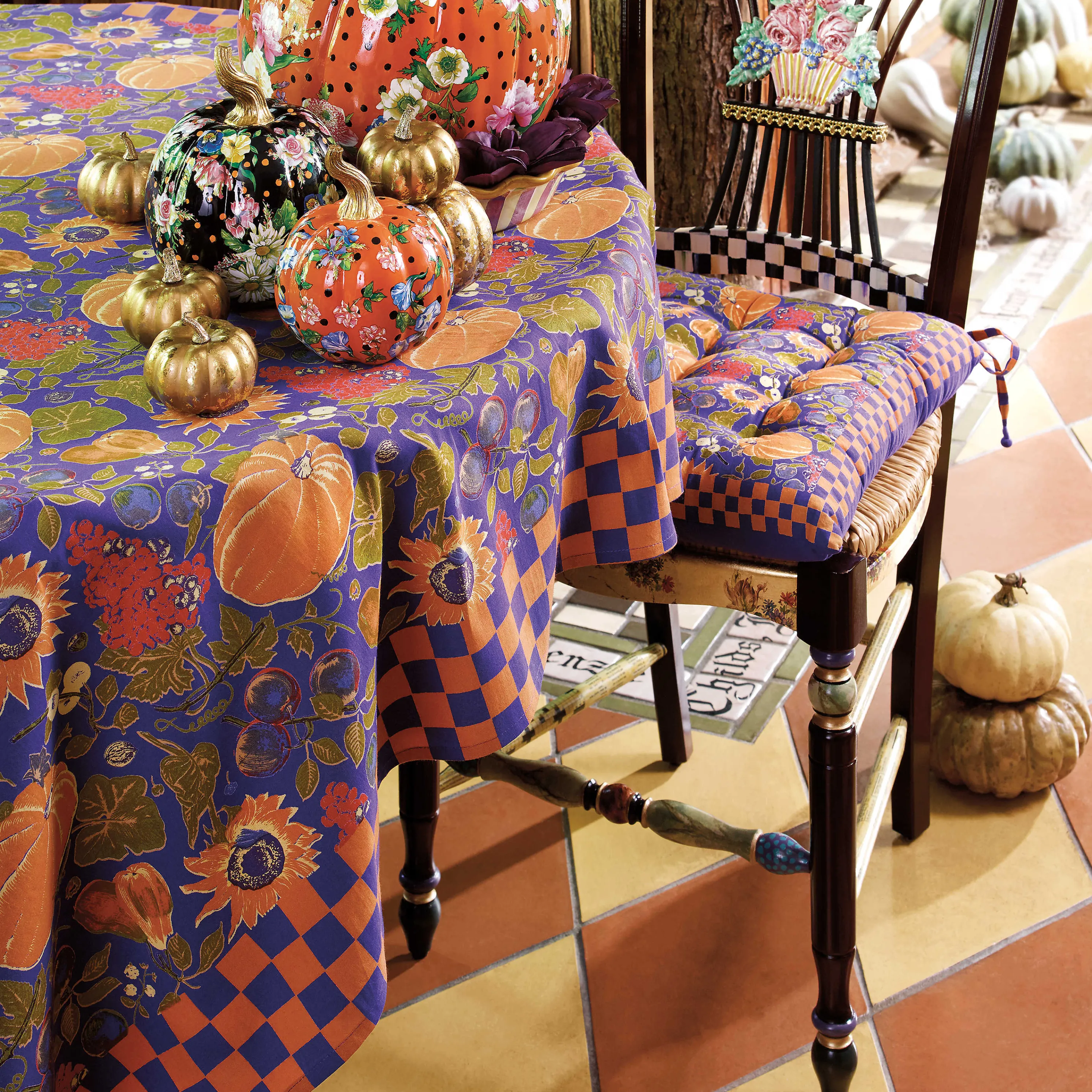 Dark Flower Basket Side Chair