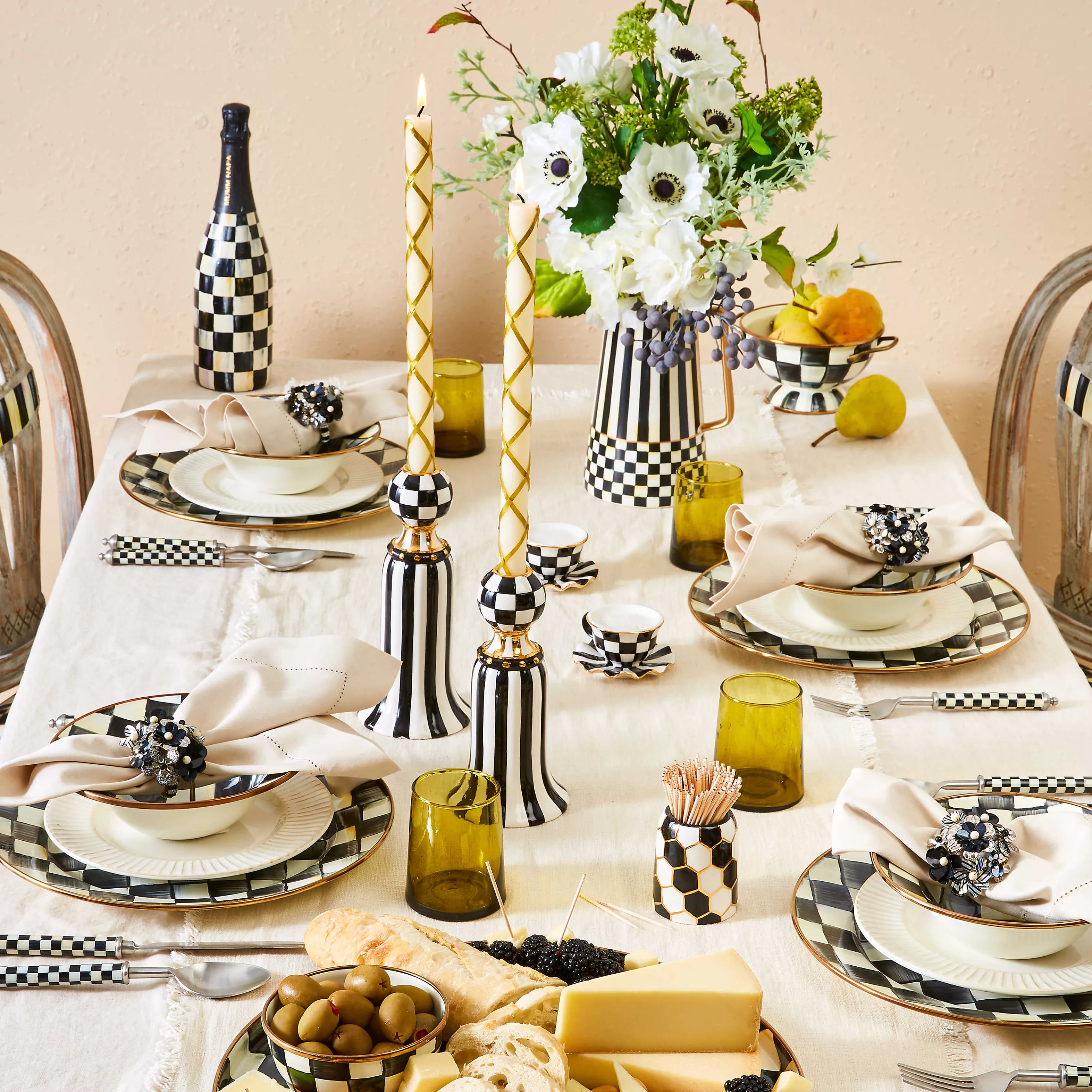 Fishnet Dinner Candles - Gold - Set Of 2