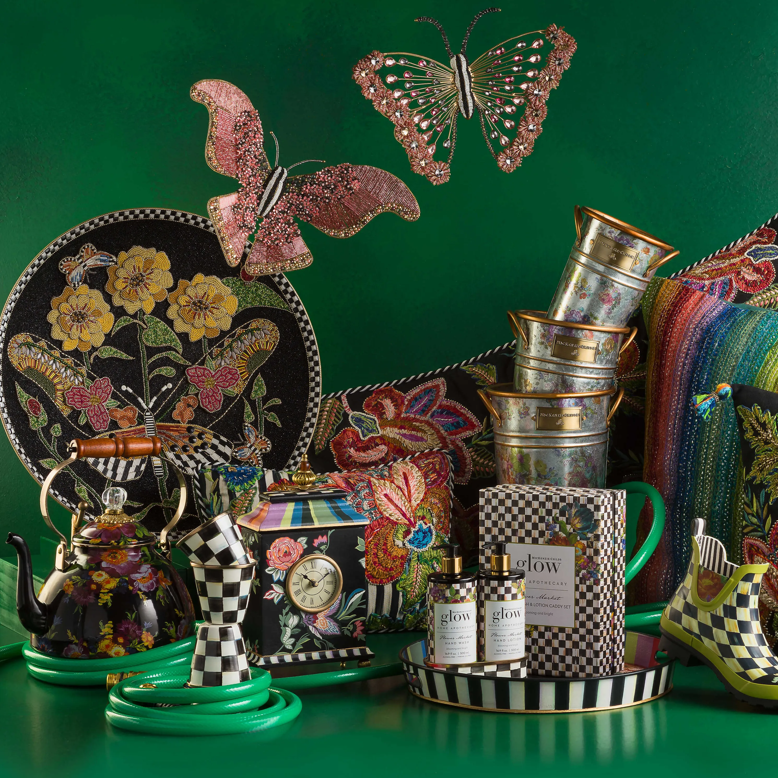 Flower Market 2 Quart Tea Kettle - Black