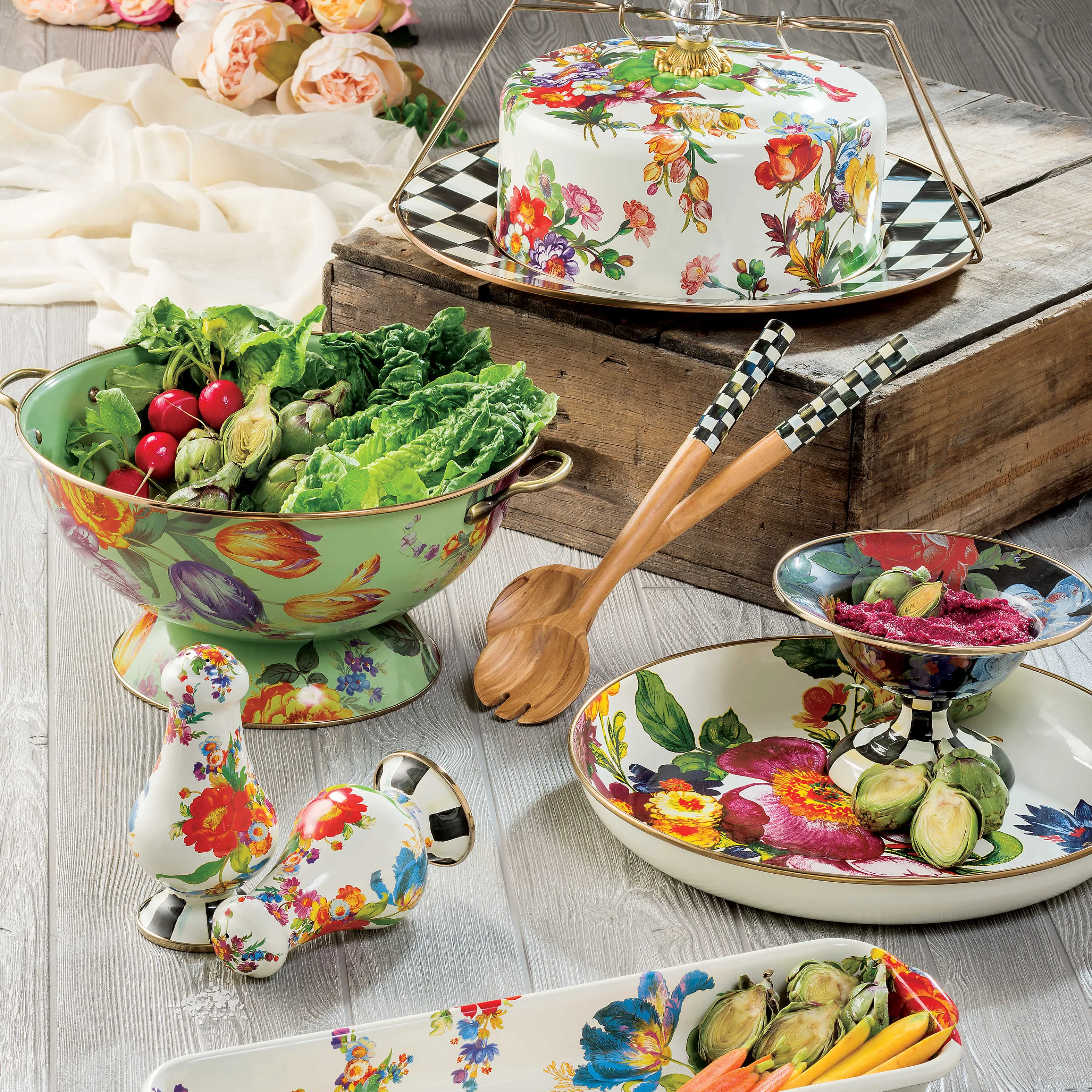 Flower Market Baguette Dish - White