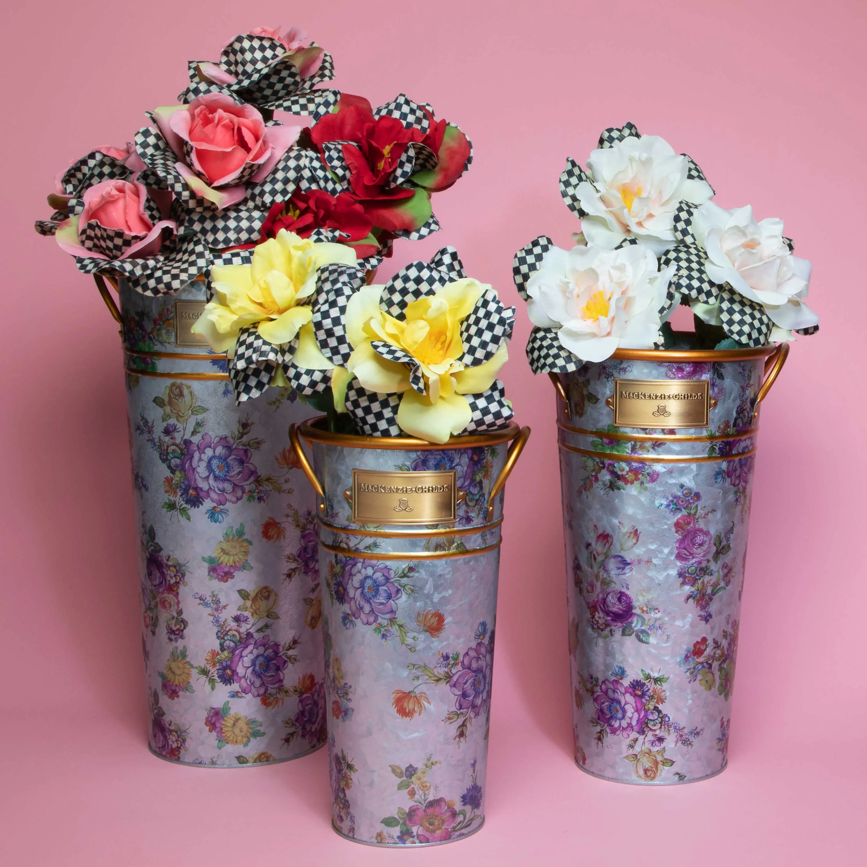 Flower Market Galvanized Flower Buckets - Set Of 3