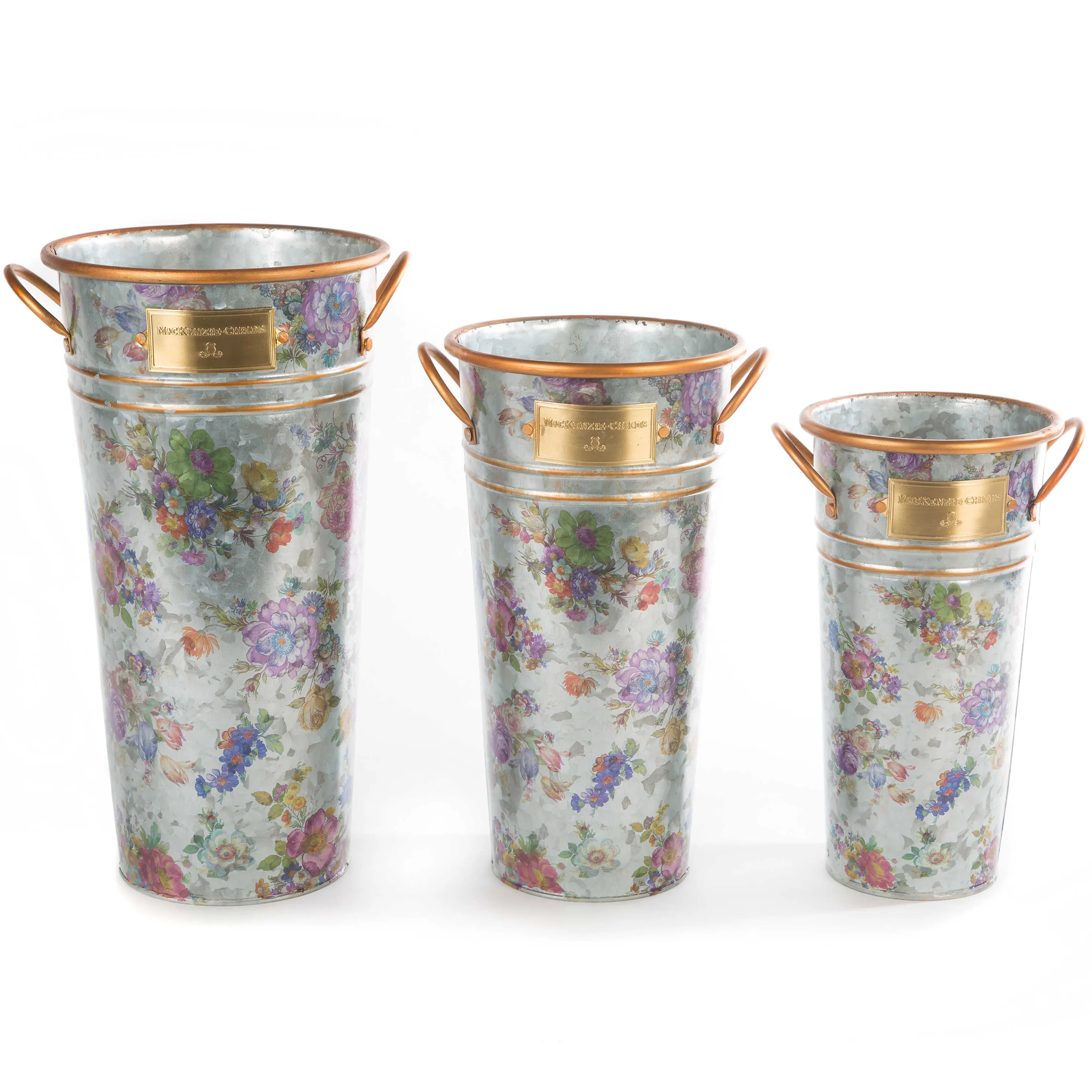Flower Market Galvanized Flower Buckets - Set Of 3