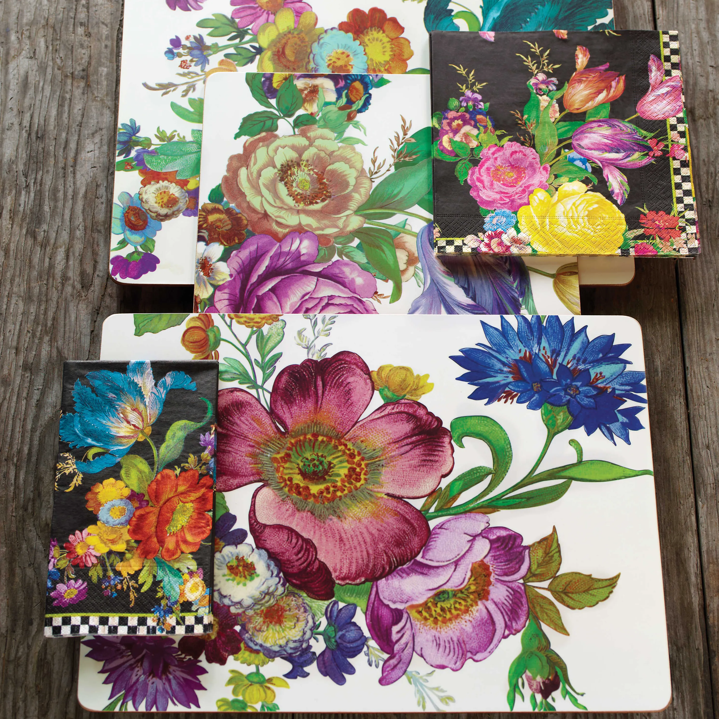 Flower Market Placemats - White - Set Of 4