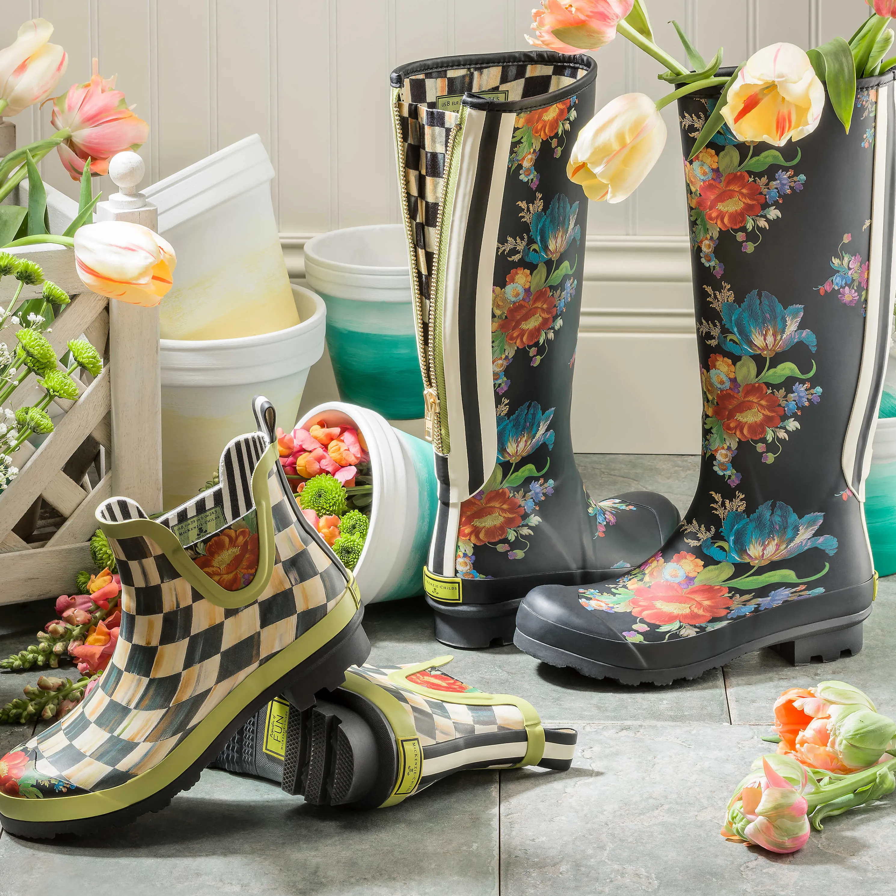 Flower Market Rain Boots - Tall - Size 6