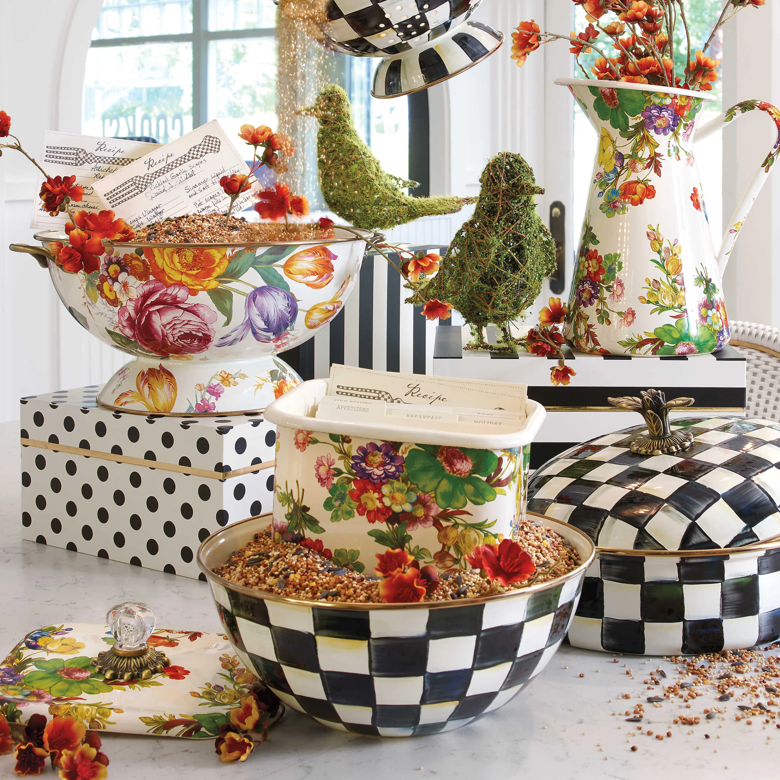 Flower Market Recipe Box - White