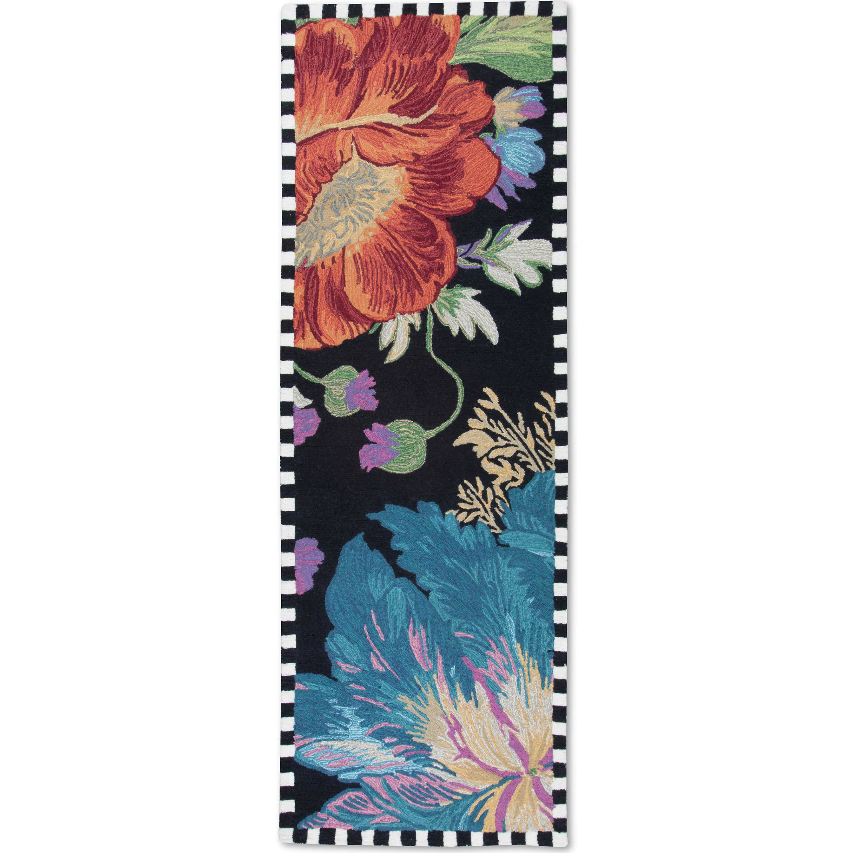 Flower Market Reflections Rug - Black - 2'6" X 8' Runner