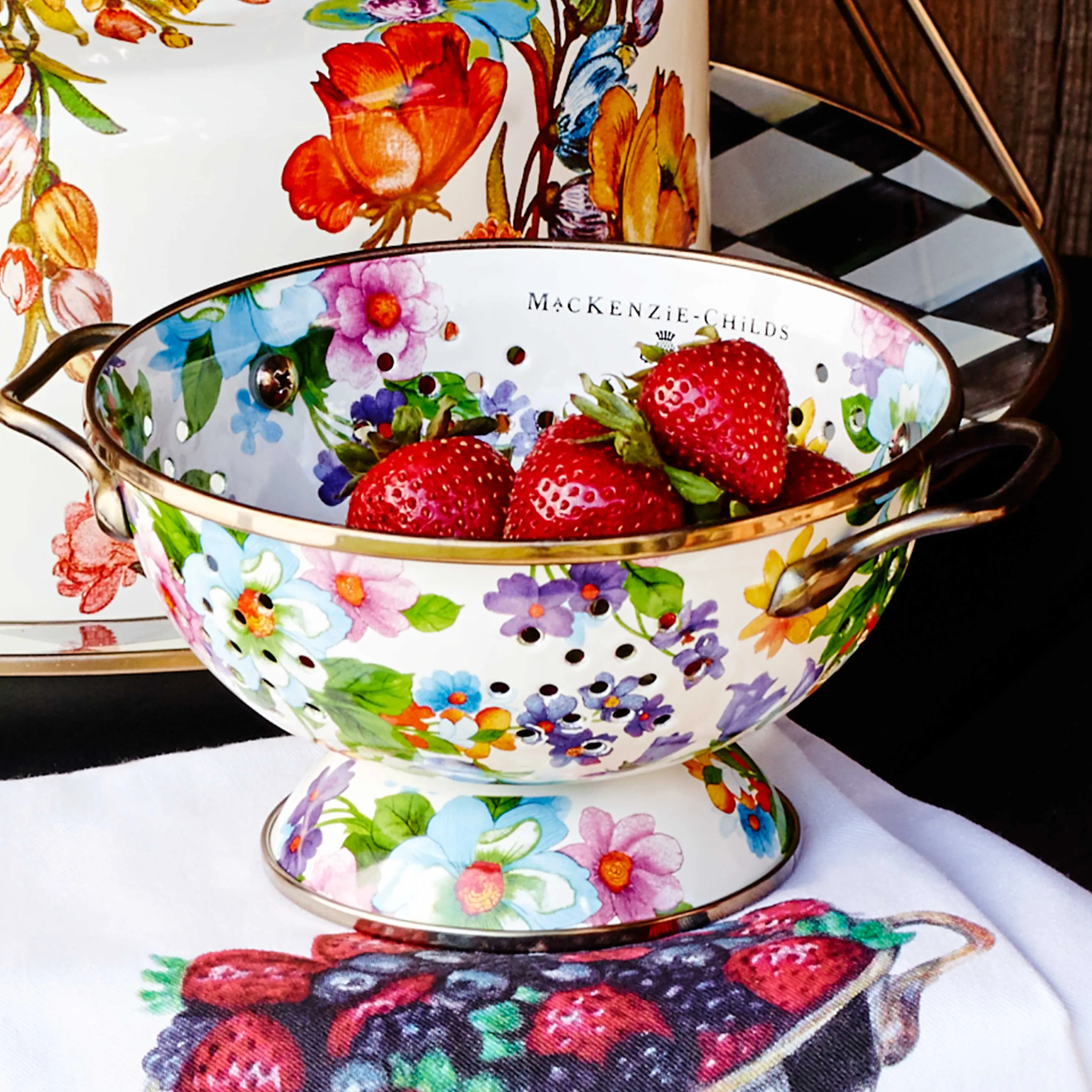 Flower Market Small Colander - White