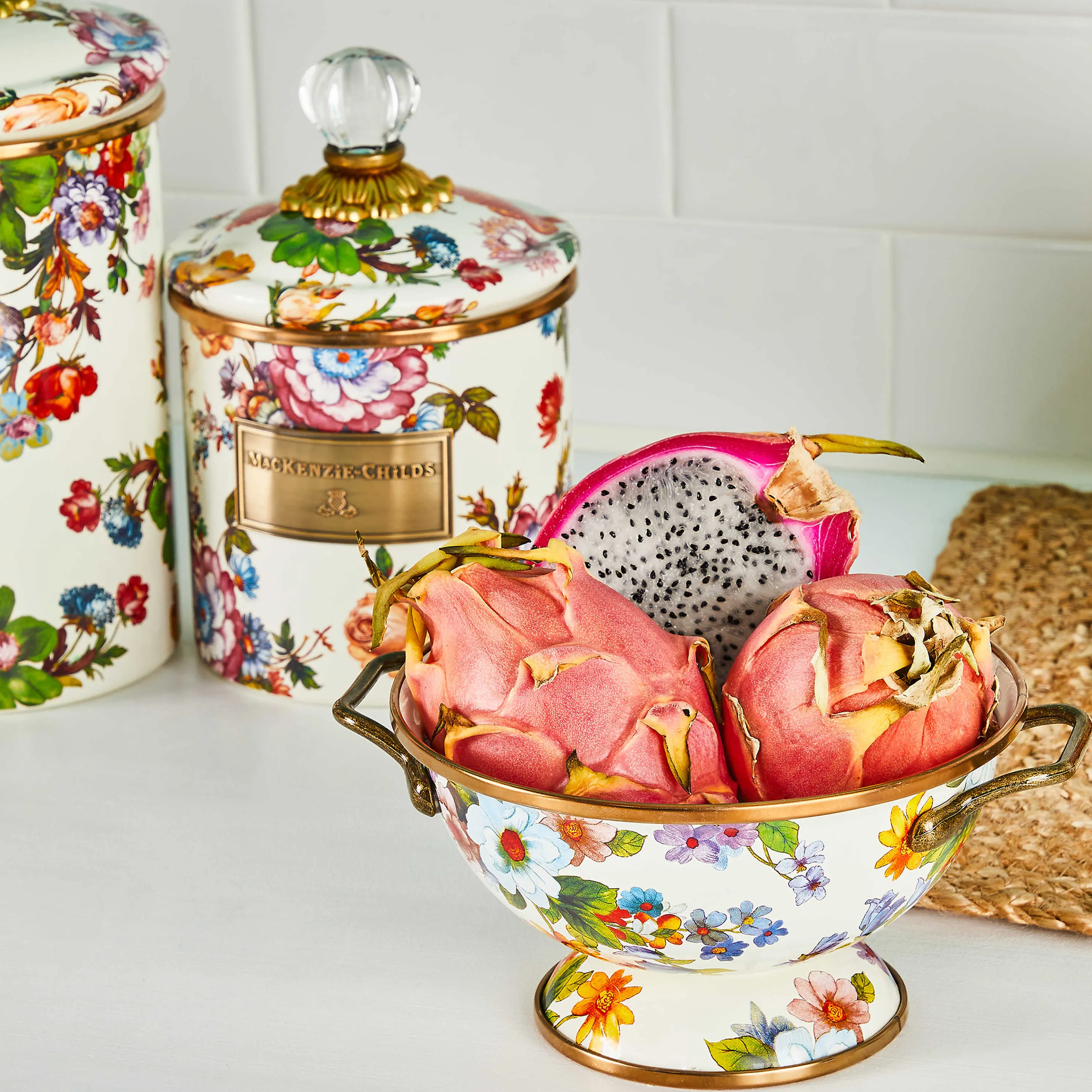 Flower Market Small Canister - White