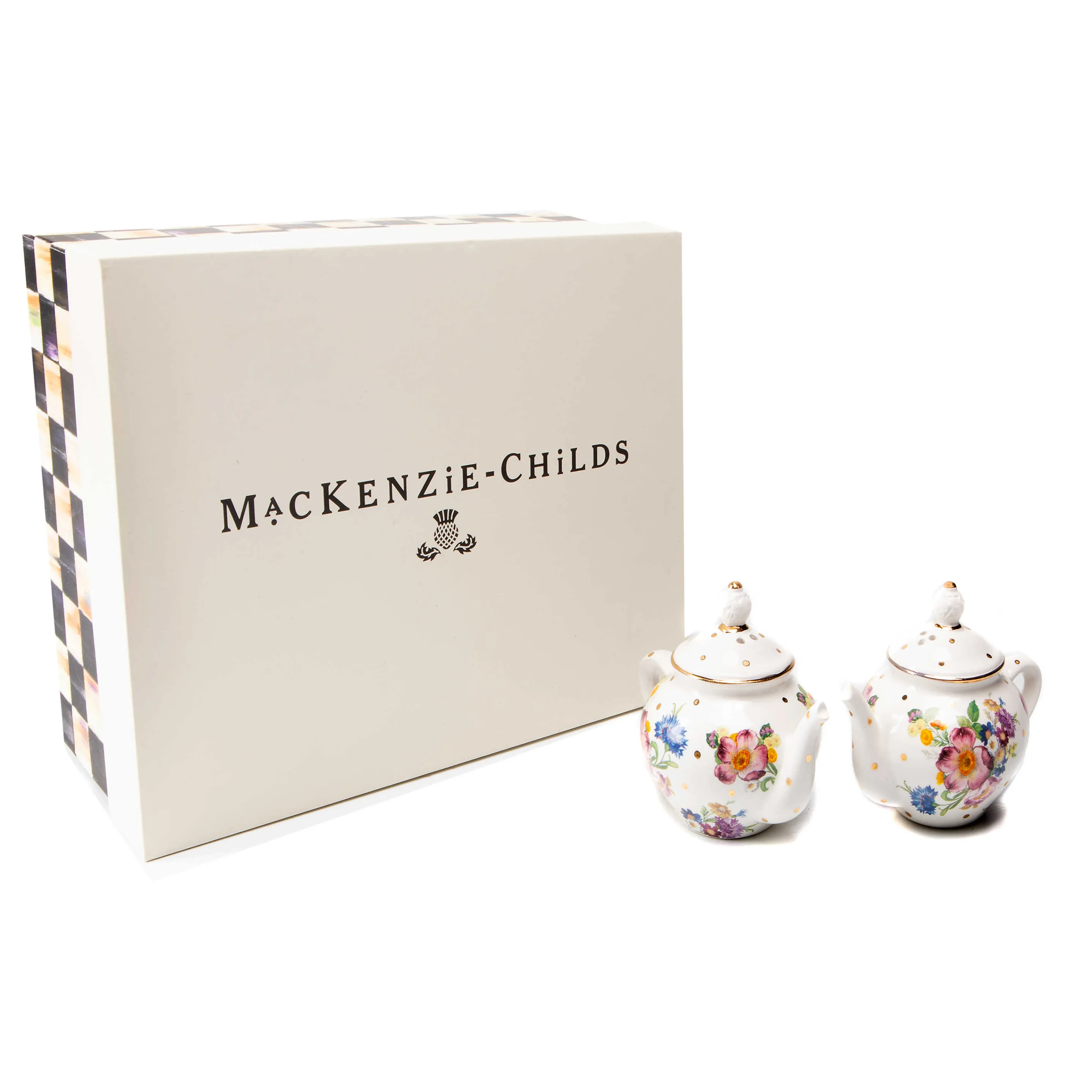 Flower Market Teapot Salt & Pepper Set - White