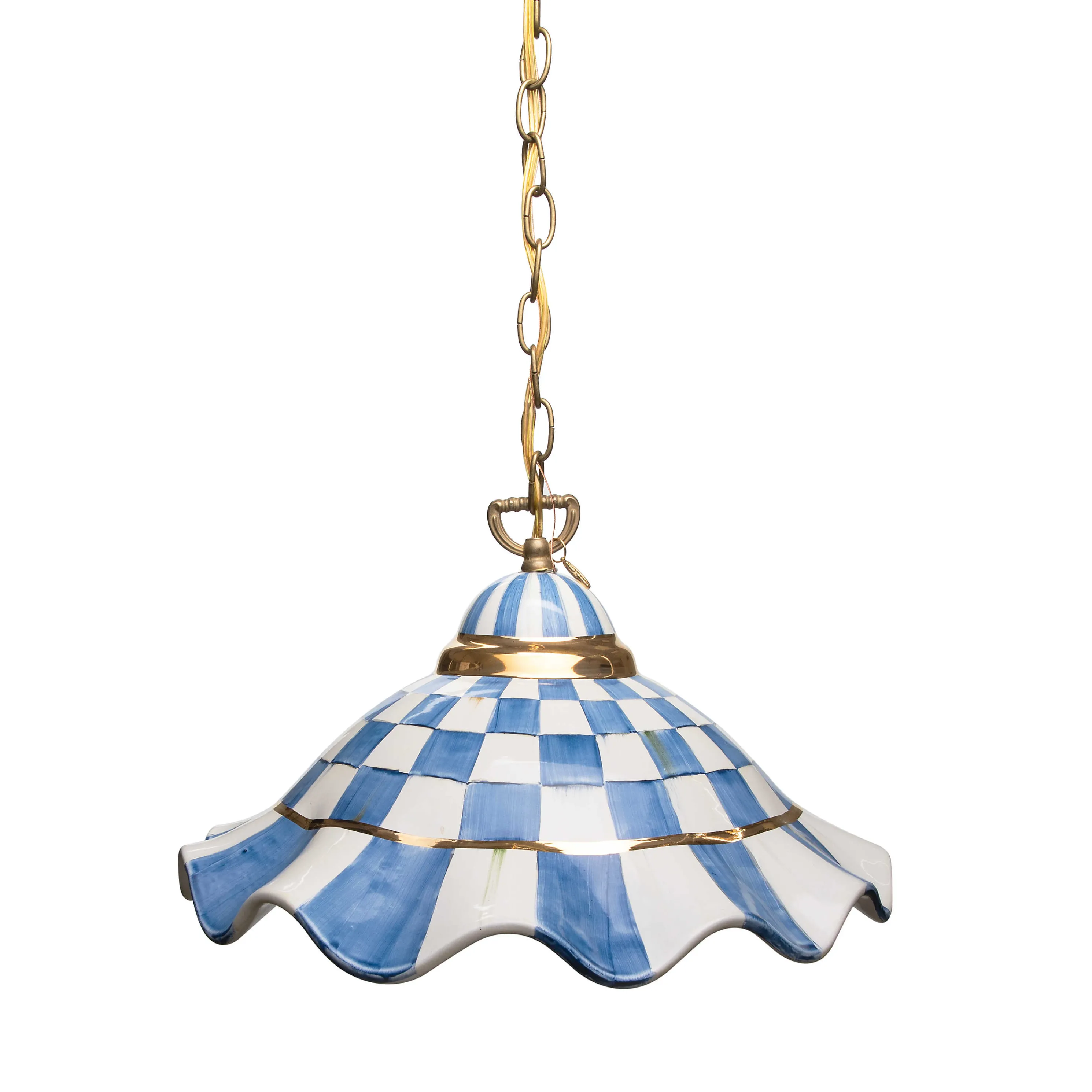 Fluted Hanging Lamp - Royal Check