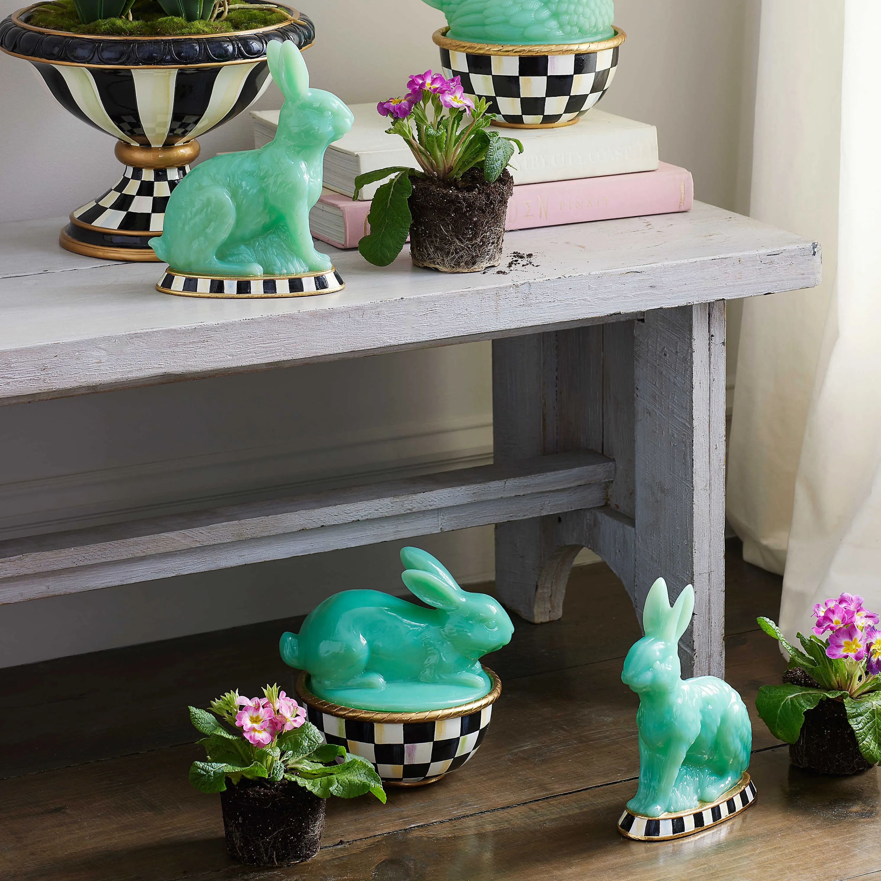 Green Rabbit Figures - Set Of 2