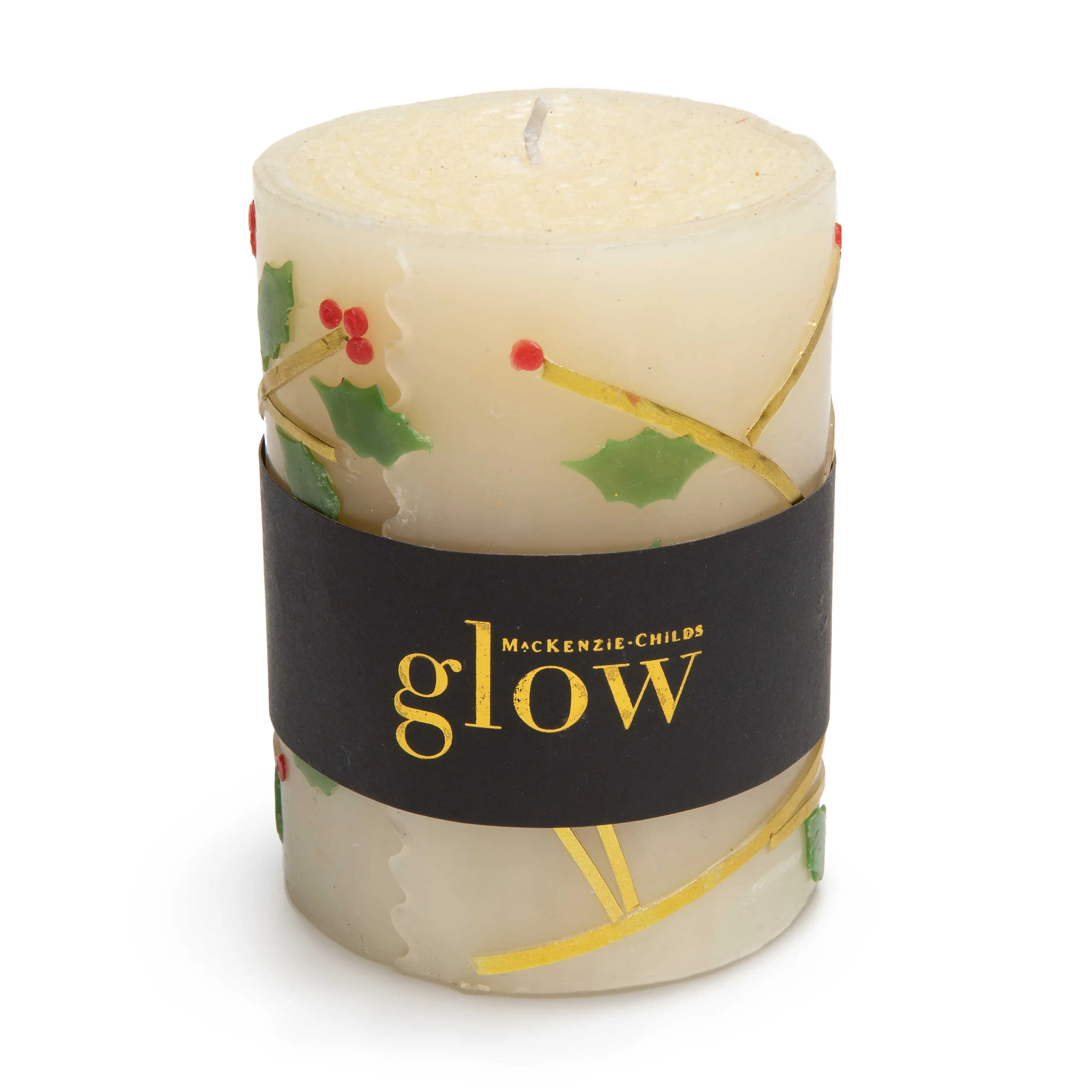 Holly Pillar Candle - 4"