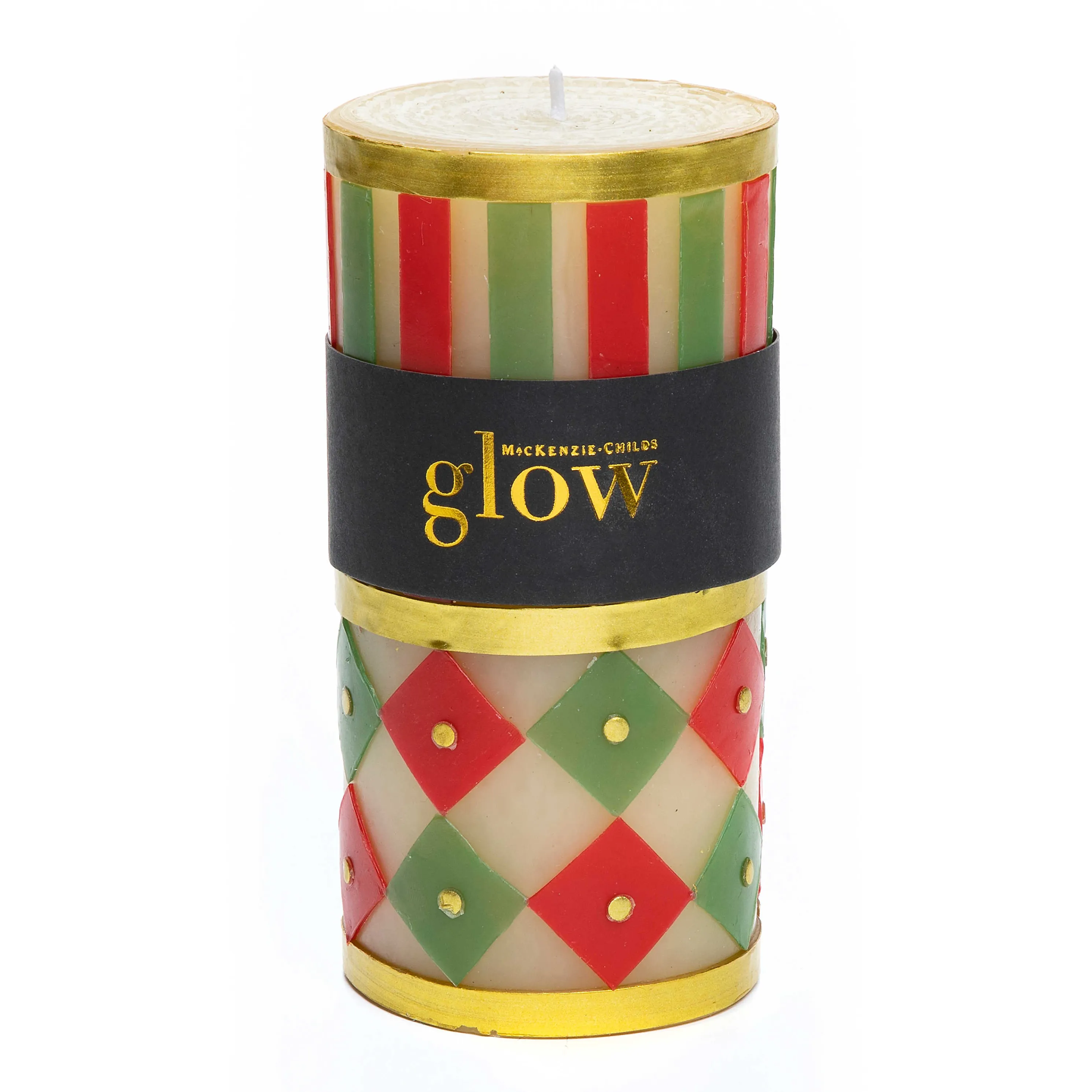 Jester Pillar Candle - Red, Green, & Gold - 6