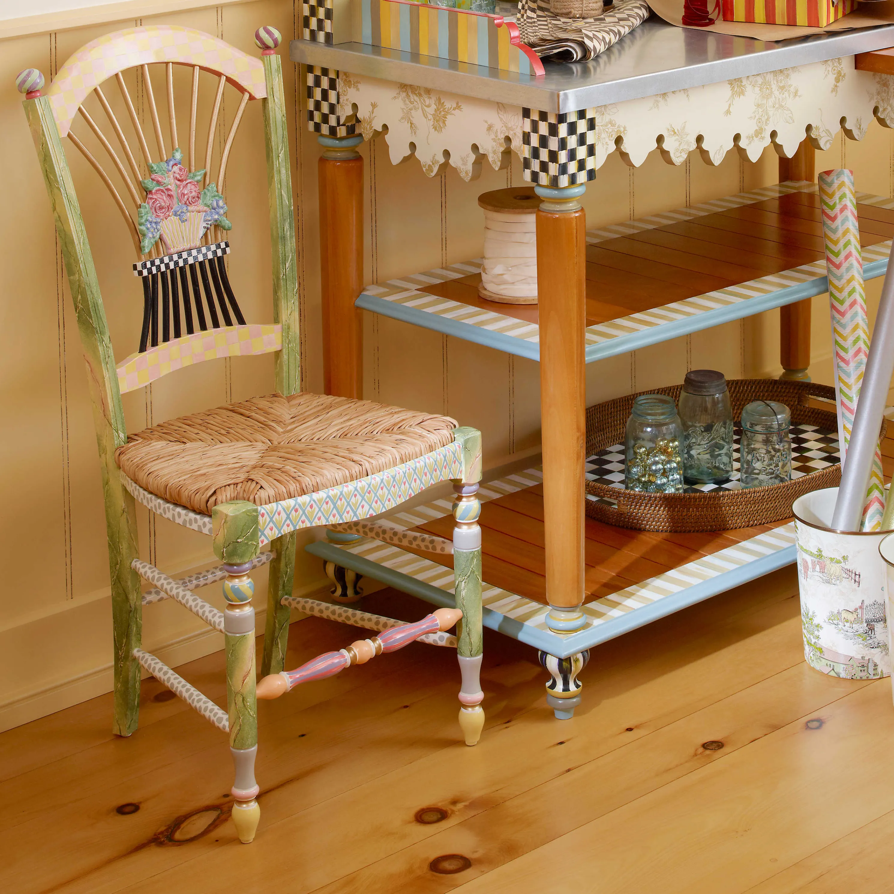 Light Flower Basket Side Chair