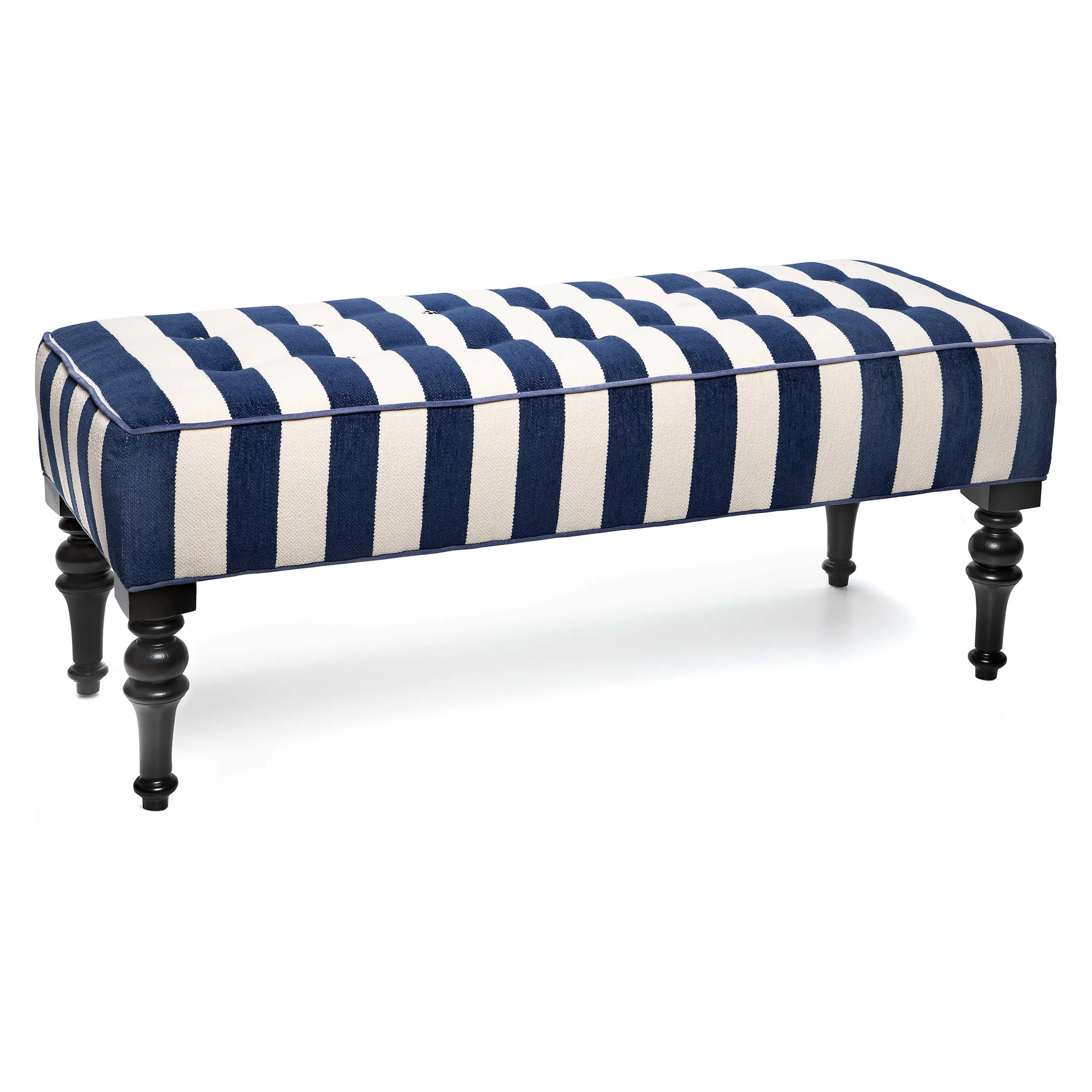 Marquee Bench - Chenille Navy Stripe