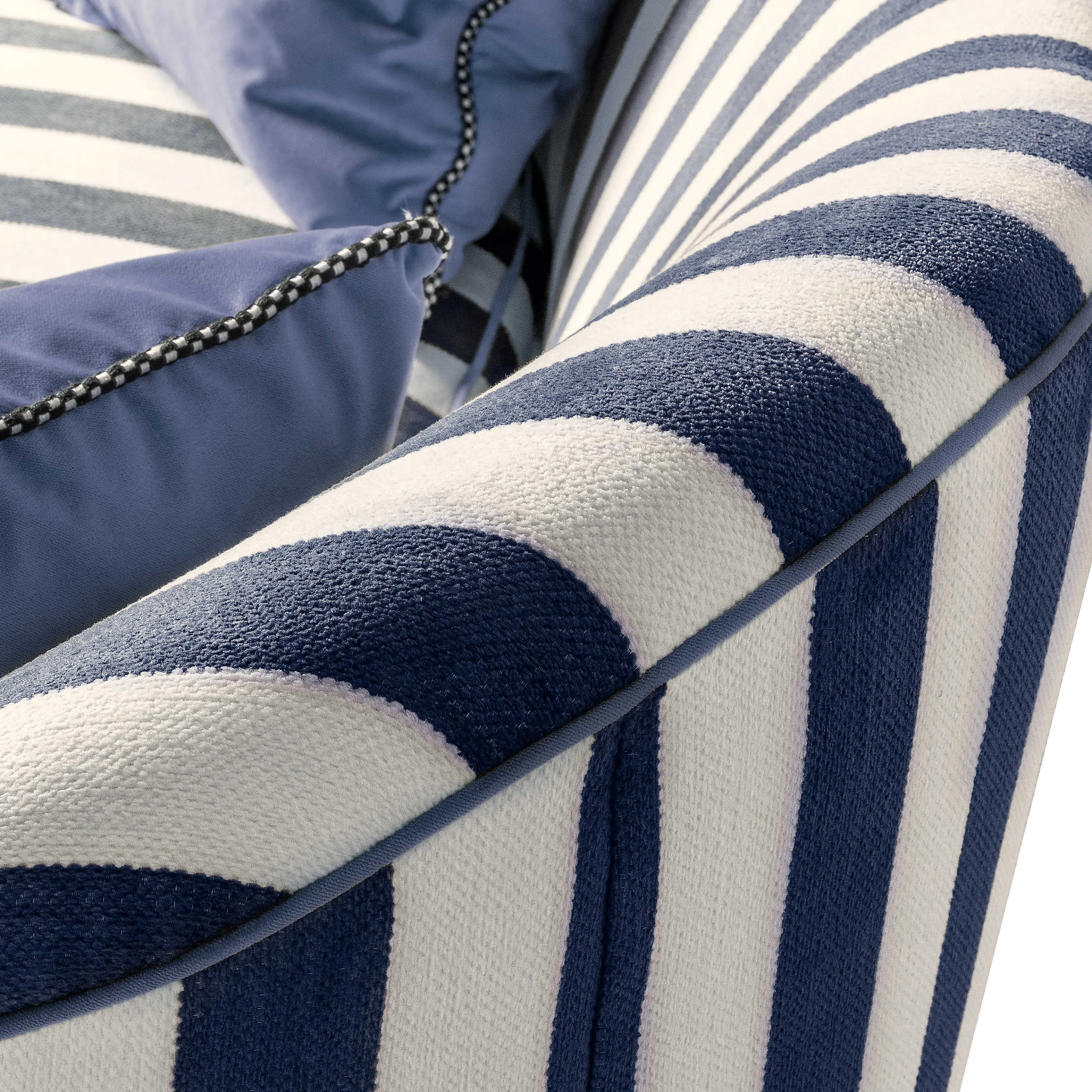 Marquee Loveseat - Chenille Navy Stripe
