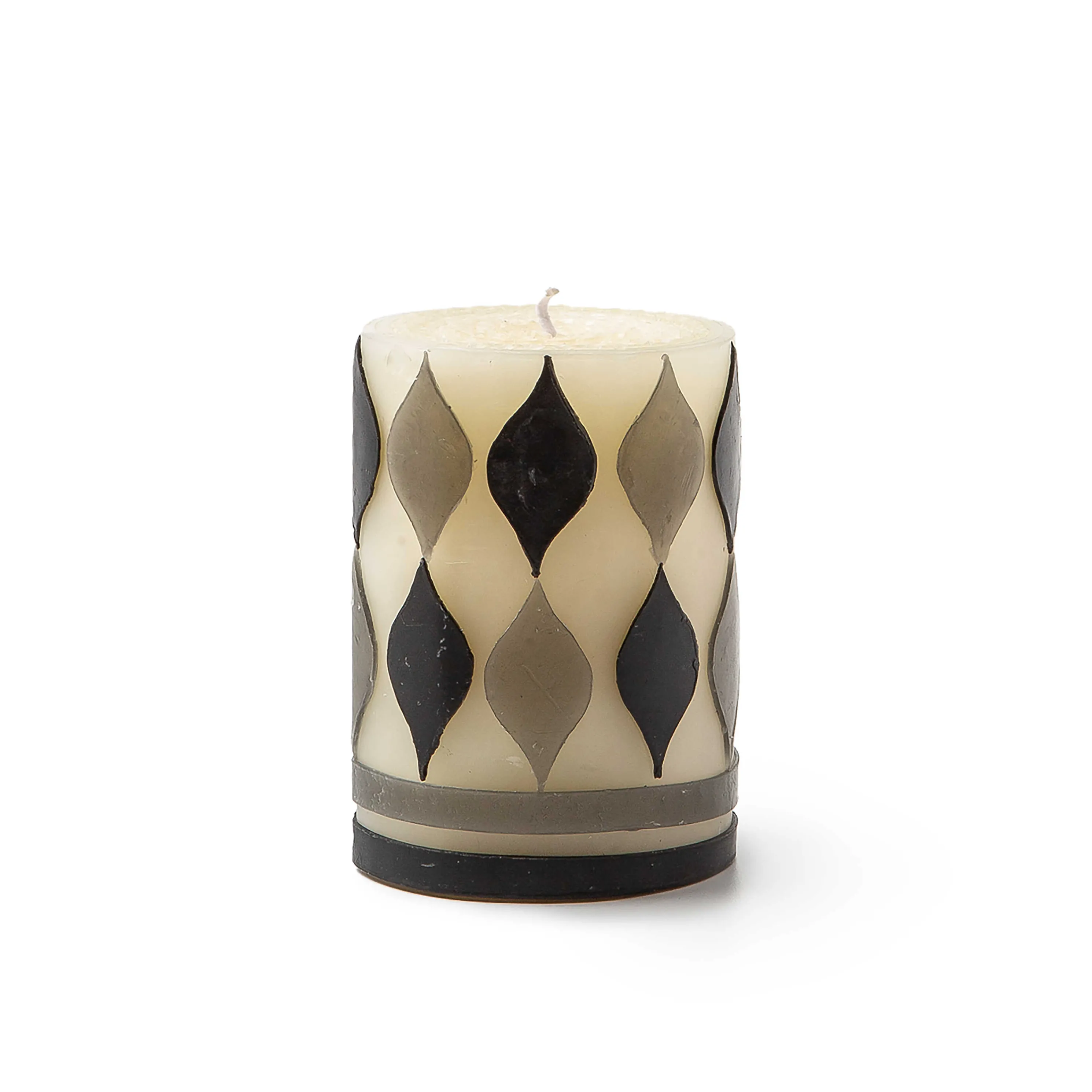 Marquee Pillar Candle - Black & Grey - 4"