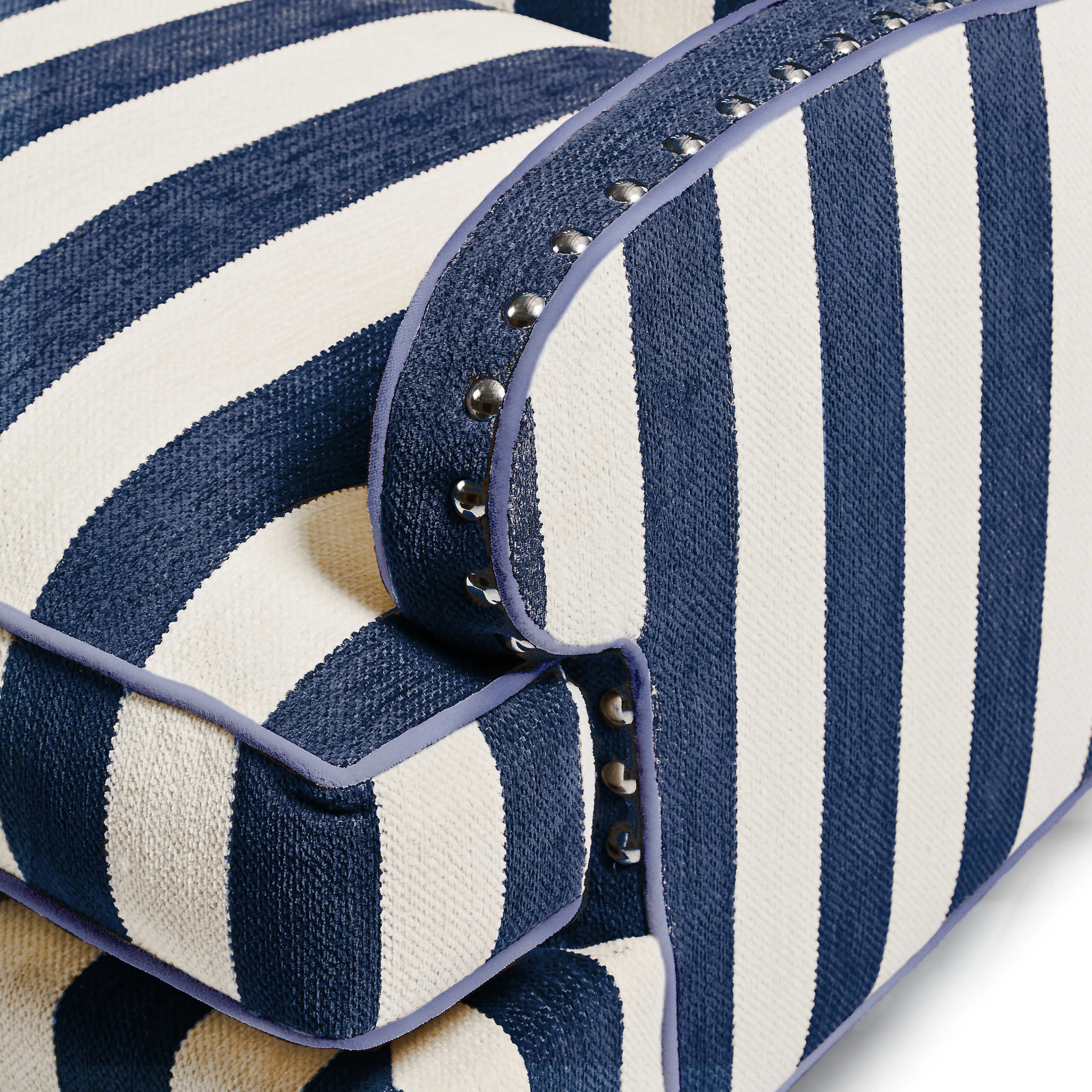 Marquee Wing Chair - Chenille Navy Stripe