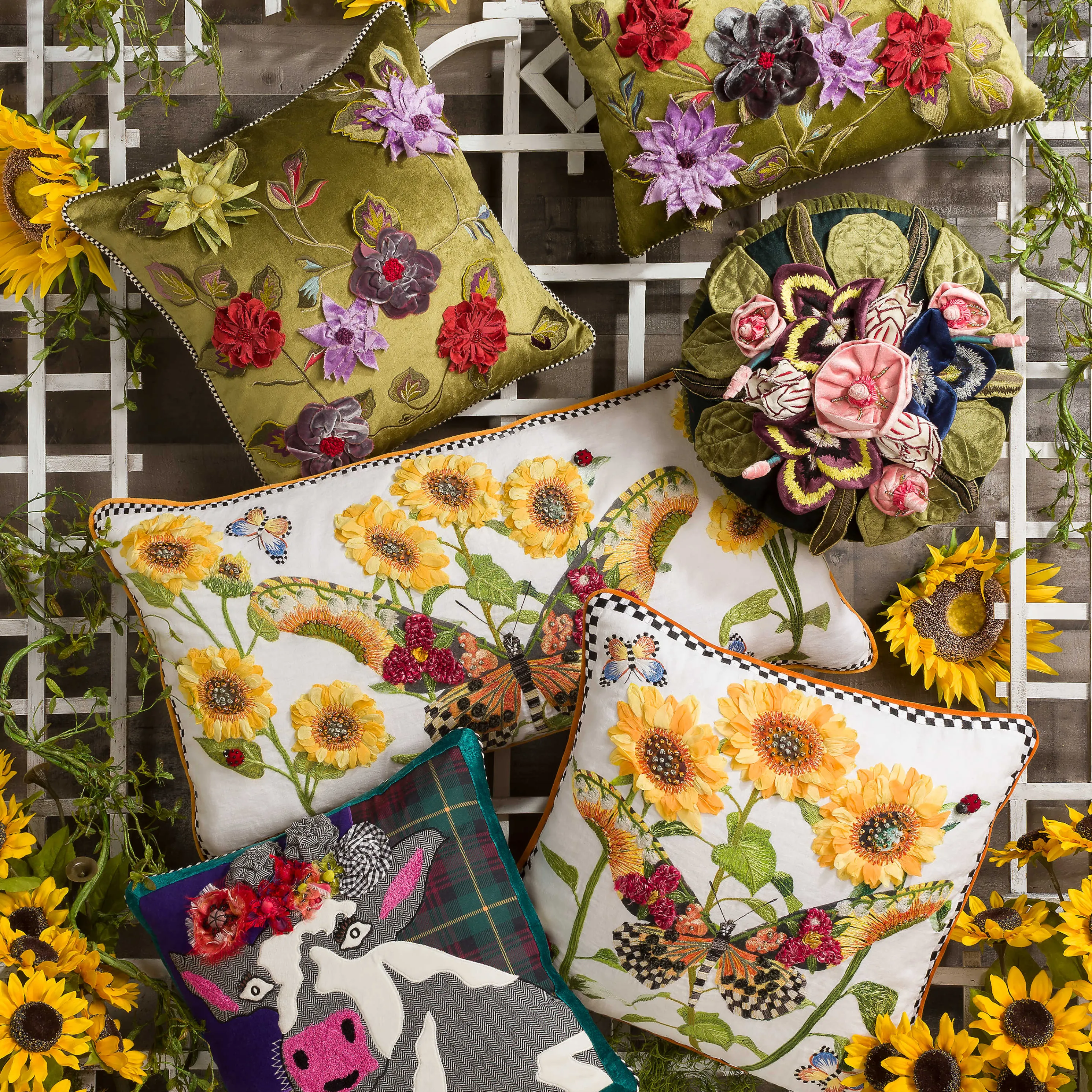 Monarch Butterfly Lumbar Pillow - White