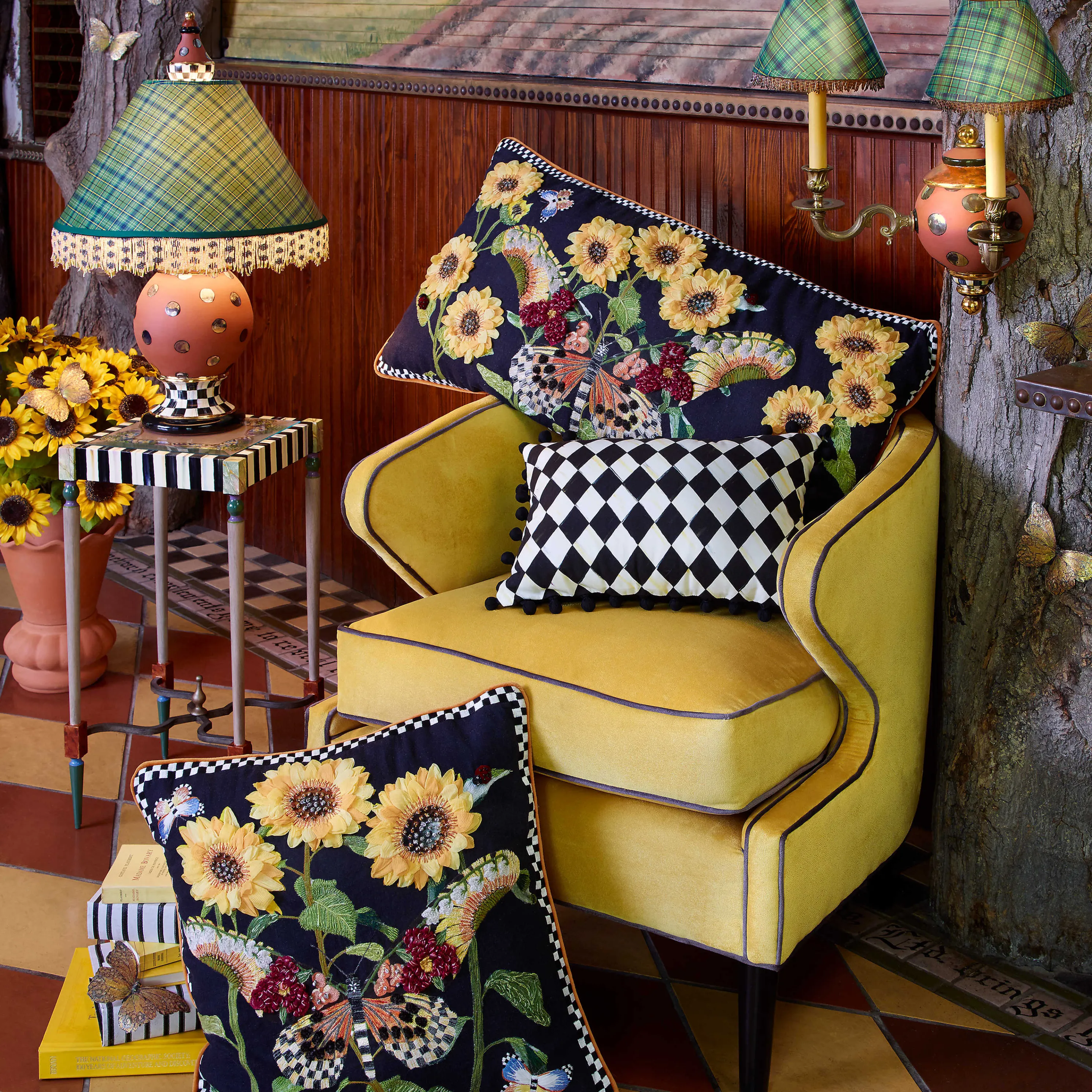 Monarch Butterfly Square Pillow - Black